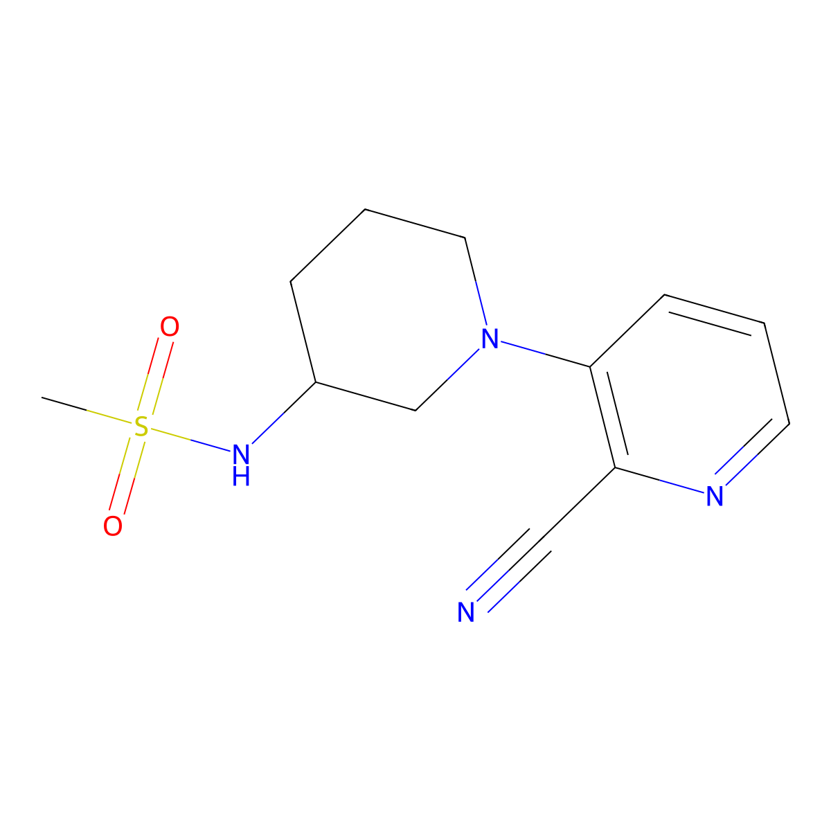 N-[1-(2-cyanopyridin-3-yl)piperidin-3-yl]methanesulfonamide molecular structure, CAS 2770614-89-4