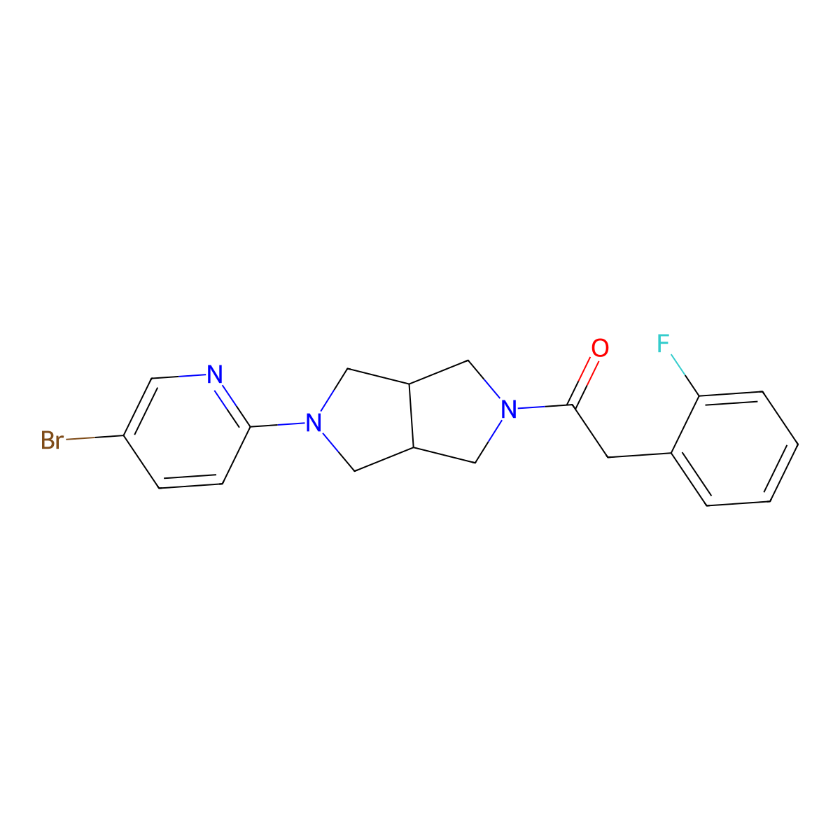 1-[5-(5-Bromopyridin-2-yl)-octahydropyrrolo[3,4-c]pyrrol-2-yl]-2-(2-fluorophenyl)ethan-1-one molecular structure, CAS 2770614-92-9
