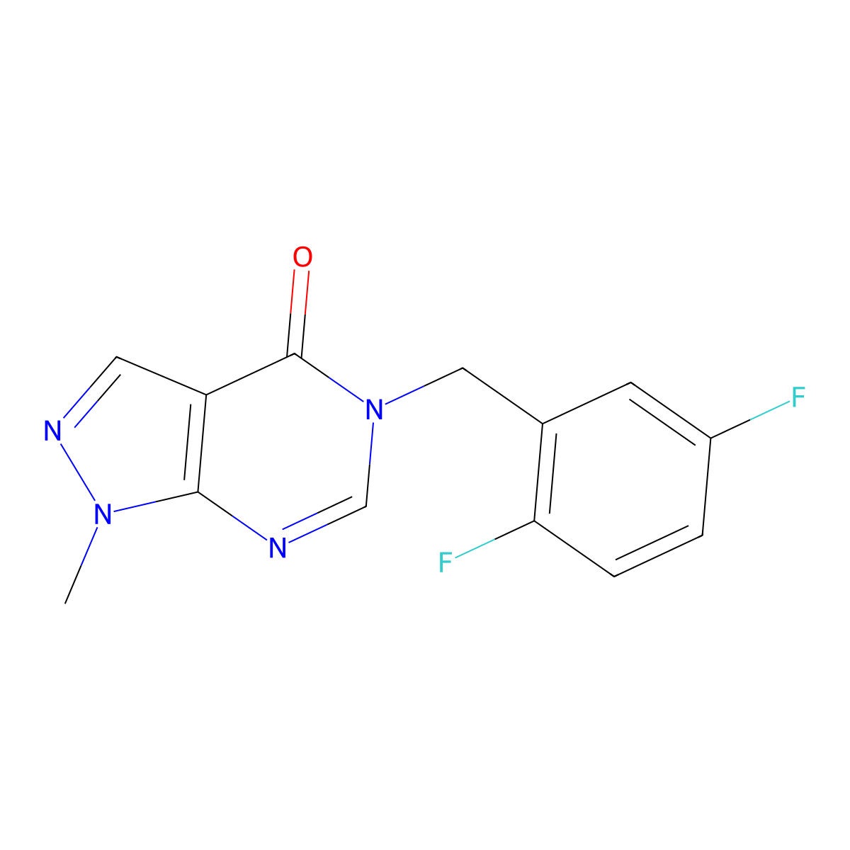 5-[(2,5-difluorophenyl)methyl]-1-methyl-1H,4H,5H-pyrazolo[3,4-d]pyrimidin-4-one molecular structure, CAS 2770615-00-2