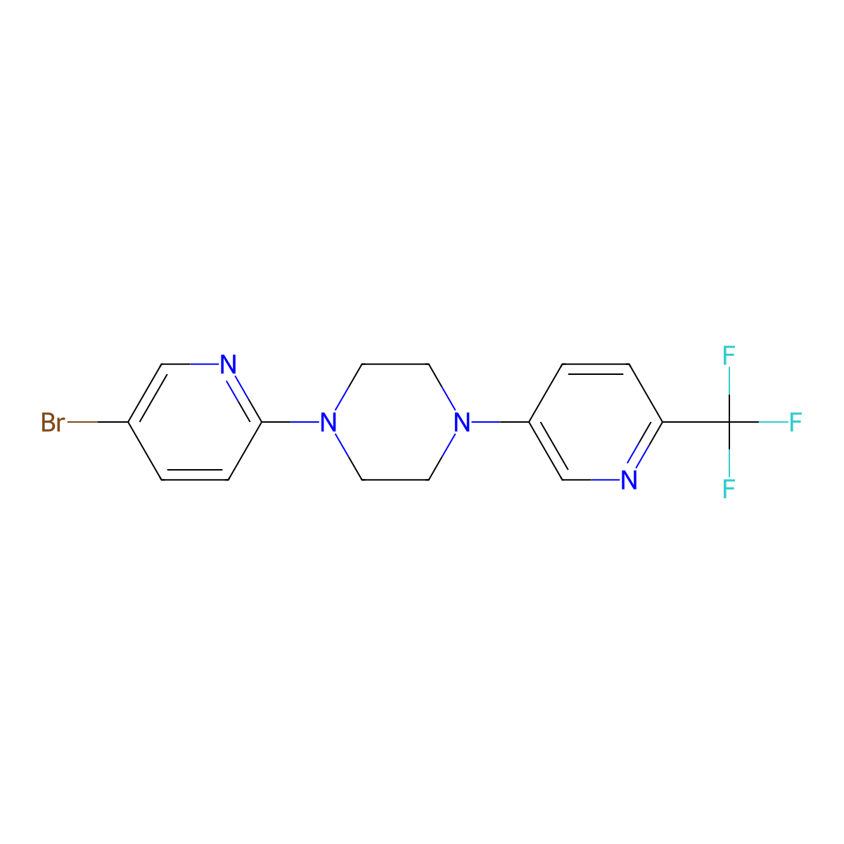1-(5-Bromopyridin-2-yl)-4-[6-(trifluoromethyl)pyridin-3-yl]piperazine molecular structure, CAS 2770615-17-1
