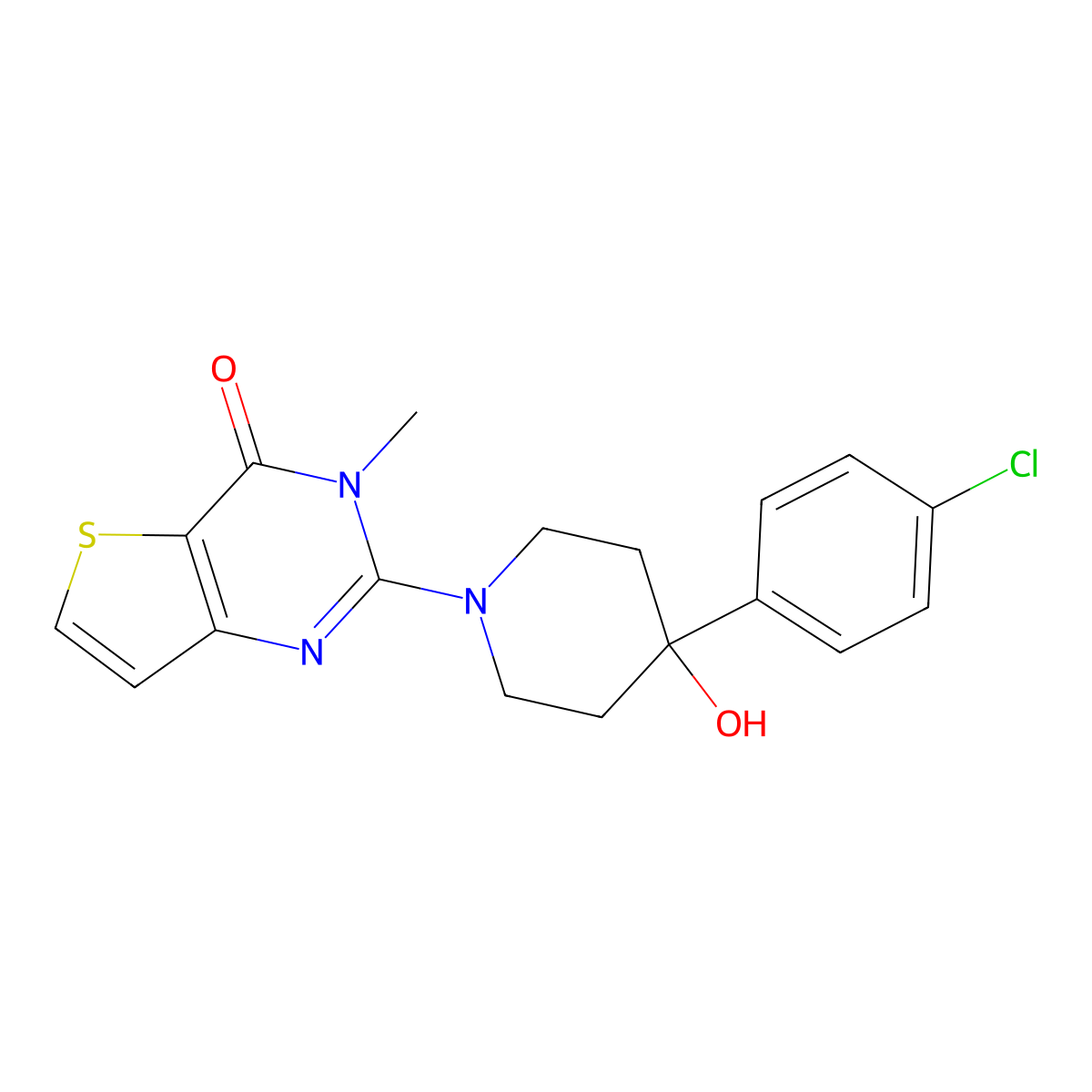 2-[4-(4-chlorophenyl)-4-hydroxypiperidin-1-yl]-3-methyl-3H,4H-thieno[3,2-d]pyrimidin-4-one molecular structure, CAS 2770615-21-7