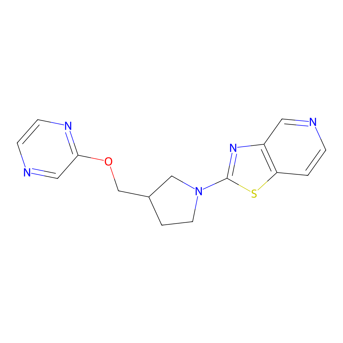 2-[(1-{[1,3]Thiazolo[4,5-c]pyridin-2-yl}pyrrolidin-3-yl)methoxy]pyrazine molecular structure, CAS 2770615-24-0