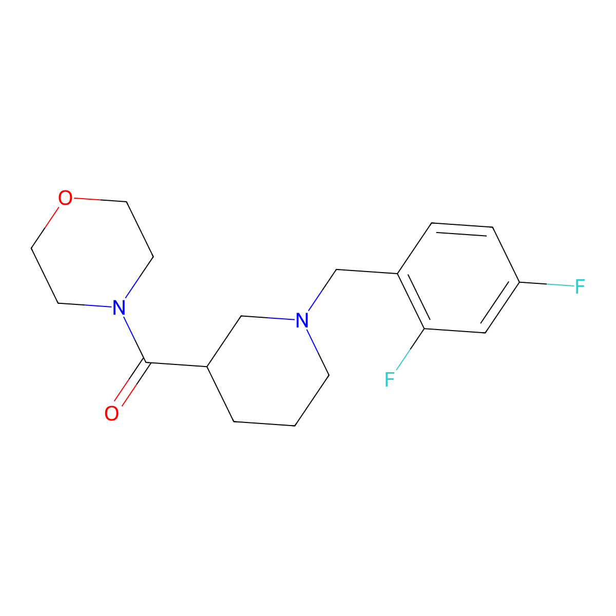 4-{1-[(2,4-Difluorophenyl)methyl]piperidine-3-carbonyl}morpholine molecular structure, CAS 2770615-26-2