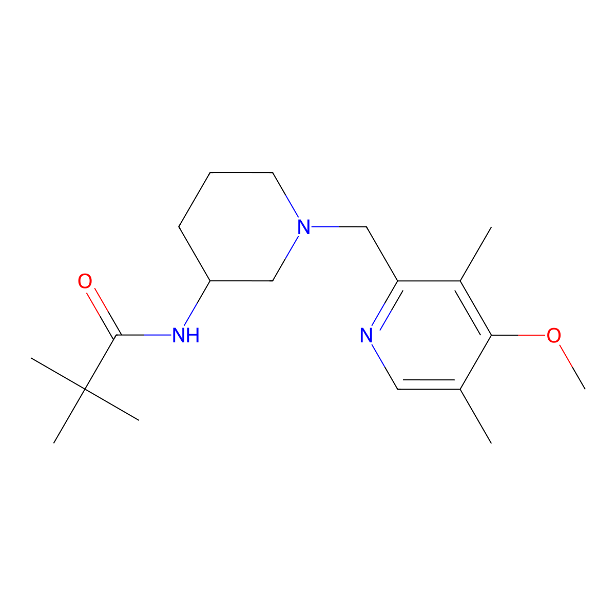 N-{1-[(4-methoxy-3,5-dimethylpyridin-2-yl)methyl]piperidin-3-yl}-2,2-dimethylpropanamide molecular structure, CAS 2770615-45-5