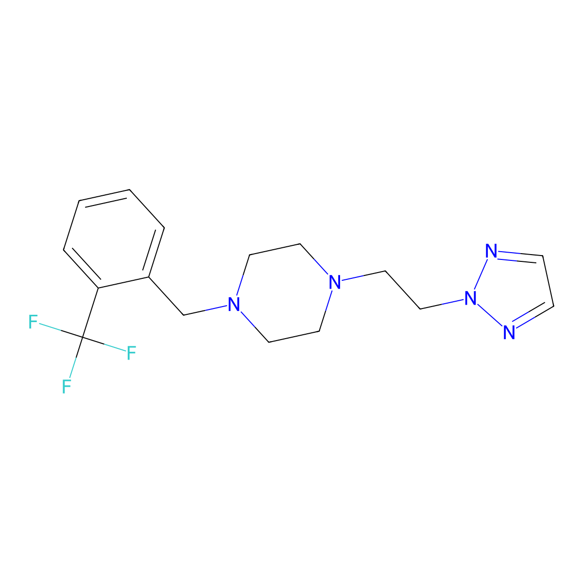 1-[2-(2H-1,2,3-triazol-2-yl)ethyl]-4-{[2-(trifluoromethyl)phenyl]methyl}piperazine molecular structure, CAS 2770615-48-8
