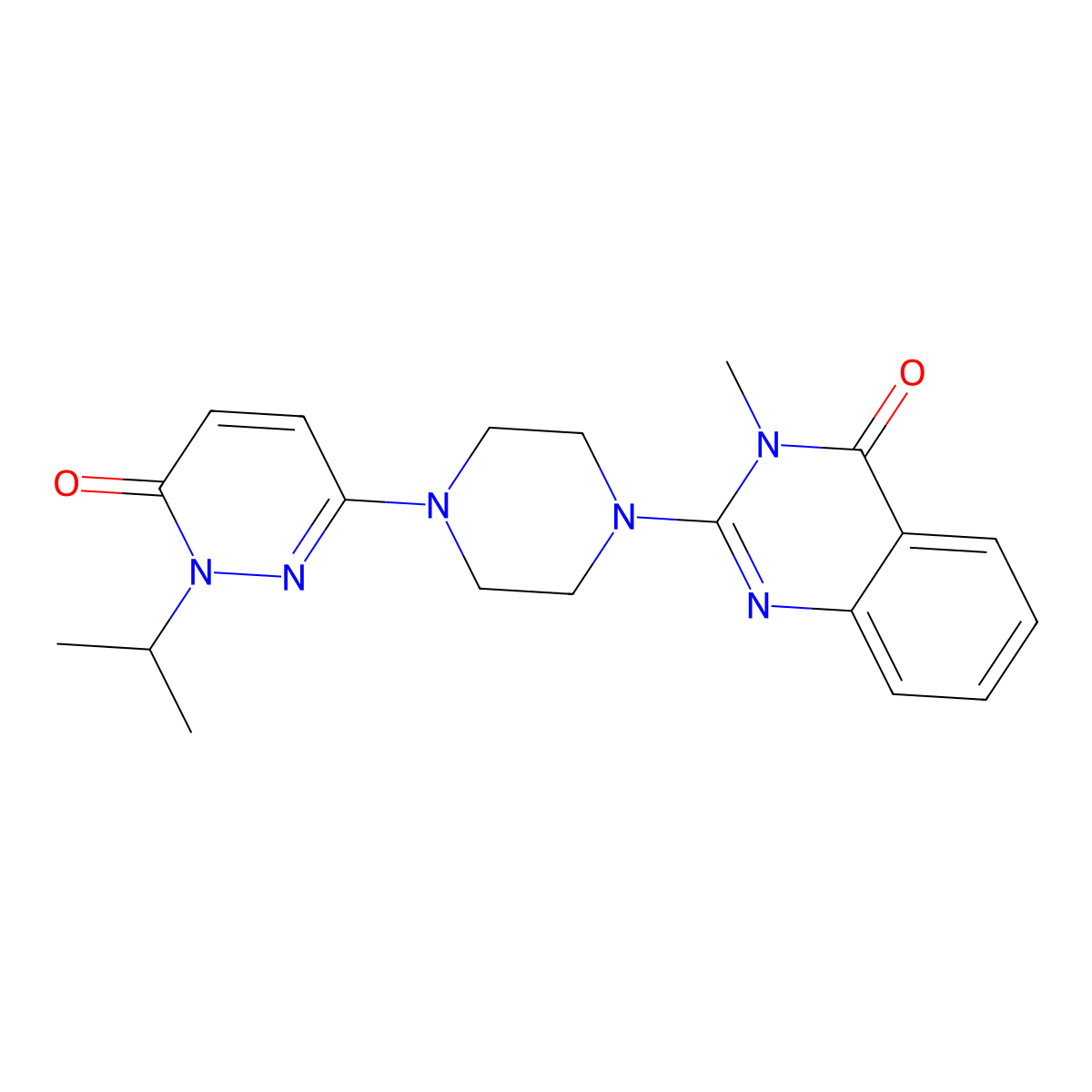 3-Methyl-2-{4-[6-oxo-1-(propan-2-yl)-1,6-dihydropyridazin-3-yl]piperazin-1-yl}-3,4-dihydroquinazolin-4-one molecular structure, CAS 2770615-50-2