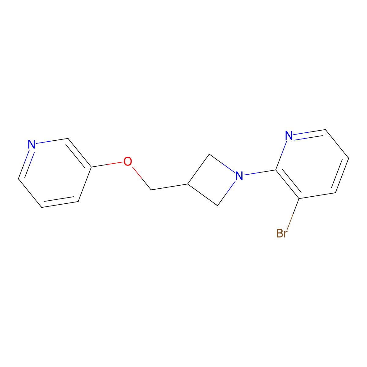 3-Bromo-2-{3-[(pyridin-3-yloxy)methyl]azetidin-1-yl}pyridine molecular structure, CAS 2770615-52-4