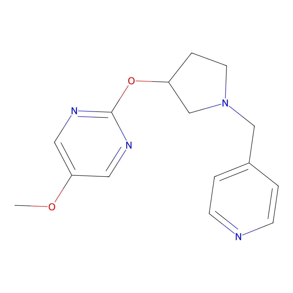5-Methoxy-2-({1-[(pyridin-4-yl)methyl]pyrrolidin-3-yl}oxy)pyrimidine molecular structure, CAS 2770615-54-6