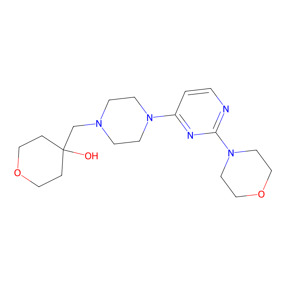 4-({4-[2-(Morpholin-4-yl)pyrimidin-4-yl]piperazin-1-yl}methyl)oxan-4-ol molecular structure, CAS 2770615-59-1