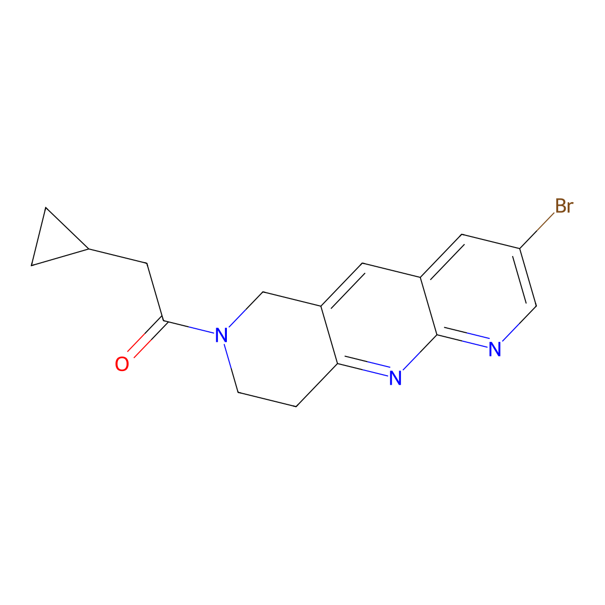 1-{3-bromo-6H,7H,8H,9H-pyrido[2,3-b]1,6-naphthyridin-7-yl}-2-cyclopropylethan-1-one molecular structure, CAS 2770615-61-5