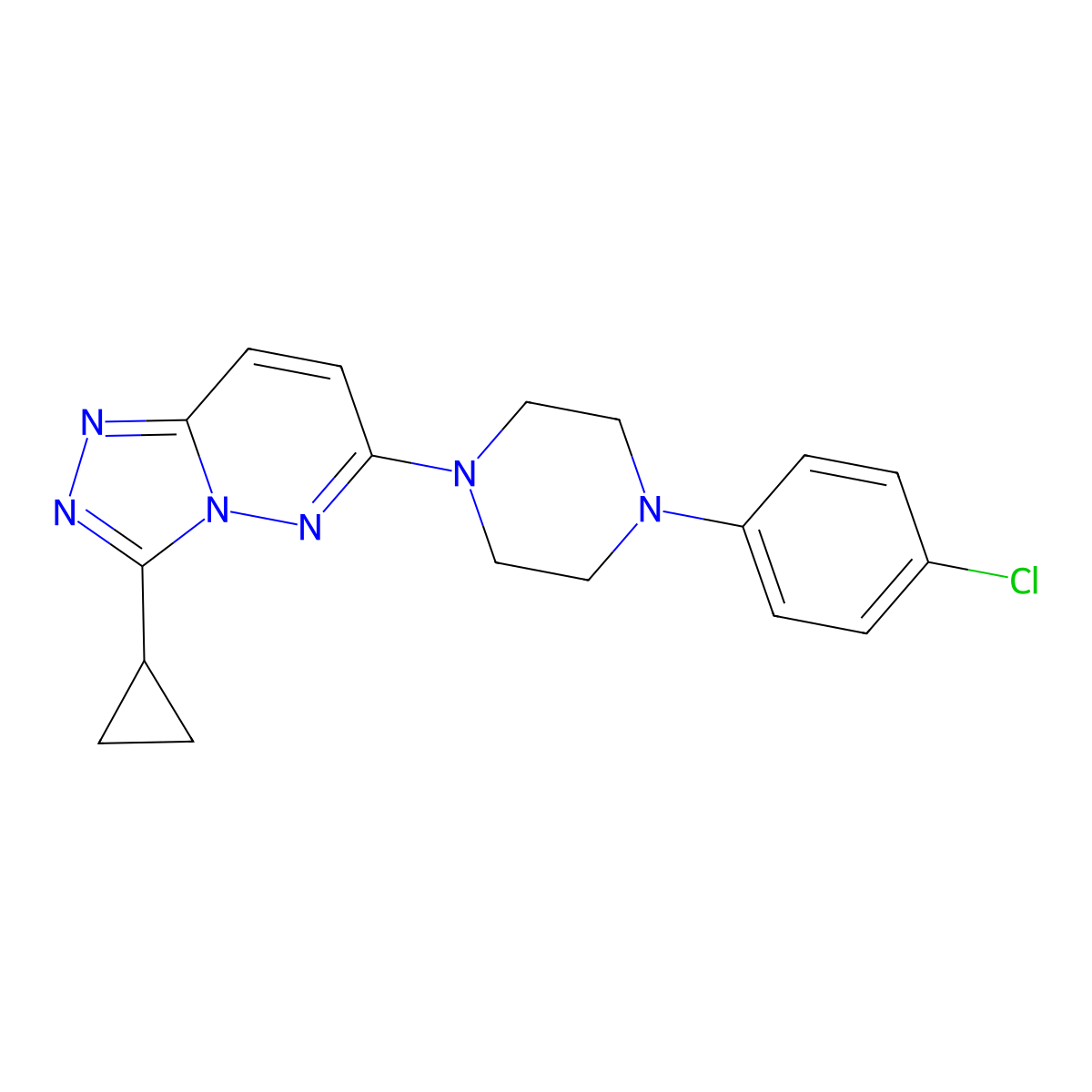 1-(4-Chlorophenyl)-4-{3-cyclopropyl-[1,2,4]triazolo[4,3-b]pyridazin-6-yl}piperazine molecular structure, CAS 2770615-64-8