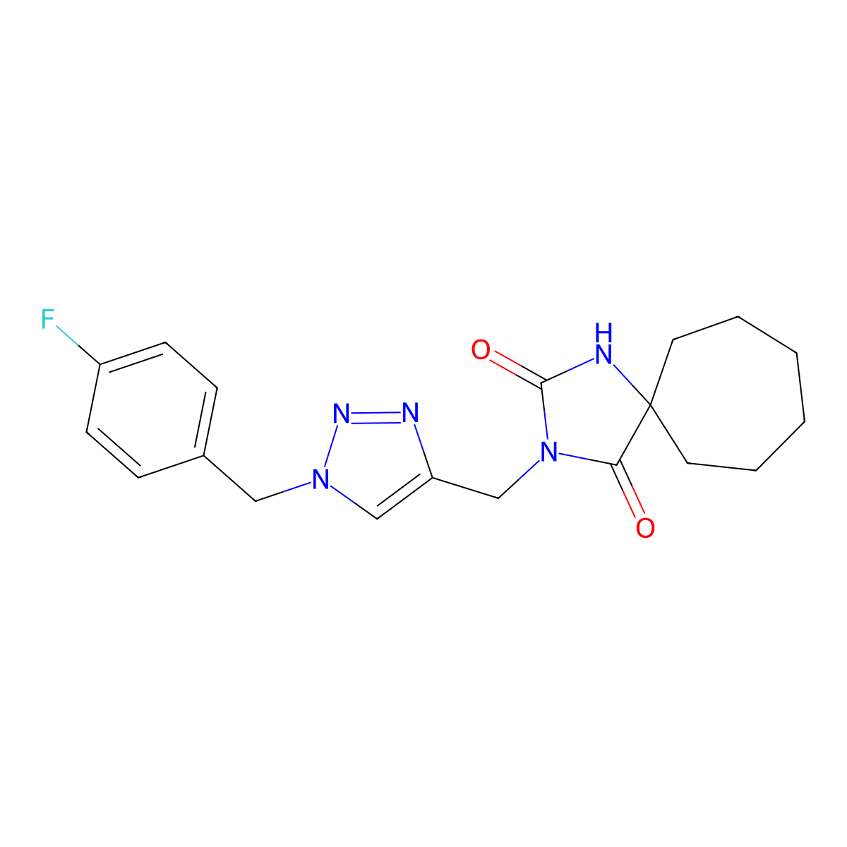 3-({1-[(4-fluorophenyl)methyl]-1H-1,2,3-triazol-4-yl}methyl)-1,3-diazaspiro[4.6]undecane-2,4-dione molecular structure, CAS 2770615-66-0