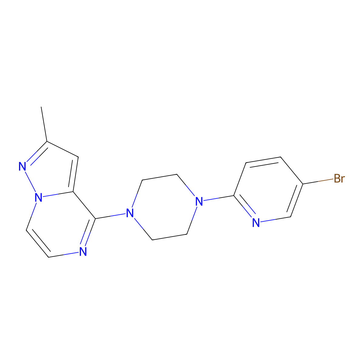 1-(5-Bromopyridin-2-yl)-4-{2-methylpyrazolo[1,5-a]pyrazin-4-yl}piperazine molecular structure, CAS 2770615-76-2