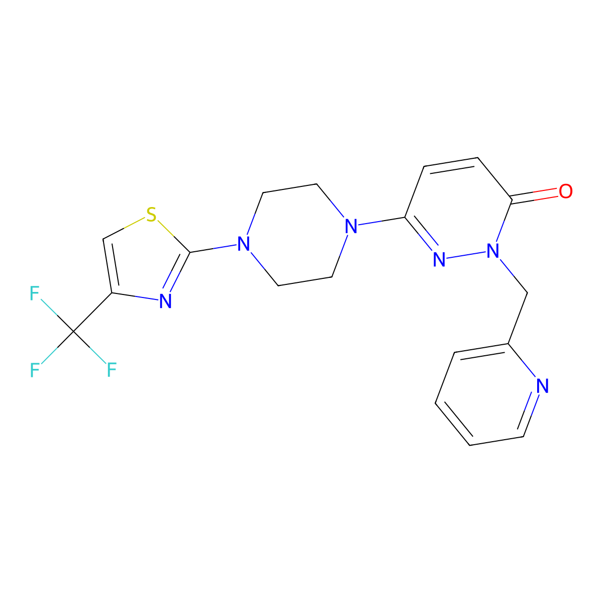 2-[(Pyridin-2-yl)methyl]-6-{4-[4-(trifluoromethyl)-1,3-thiazol-2-yl]piperazin-1-yl}-2,3-dihydropyridazin-3-one molecular structure, CAS 2770615-89-7
