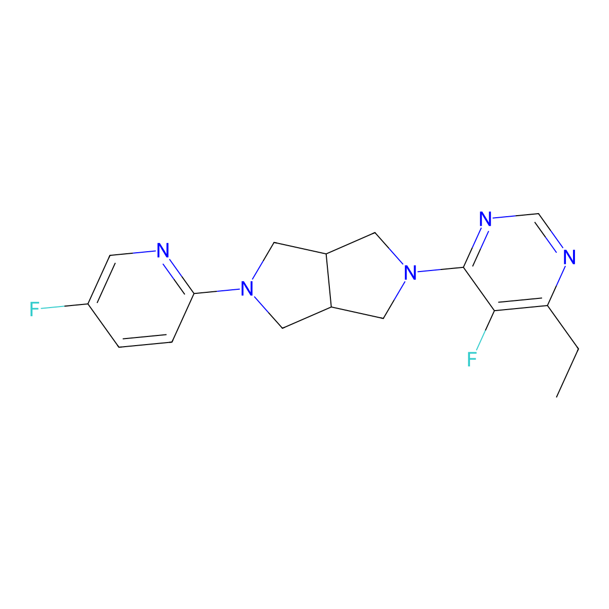 4-Ethyl-5-fluoro-6-[5-(5-fluoropyridin-2-yl)-octahydropyrrolo[3,4-c]pyrrol-2-yl]pyrimidine molecular structure, CAS 2770615-92-2