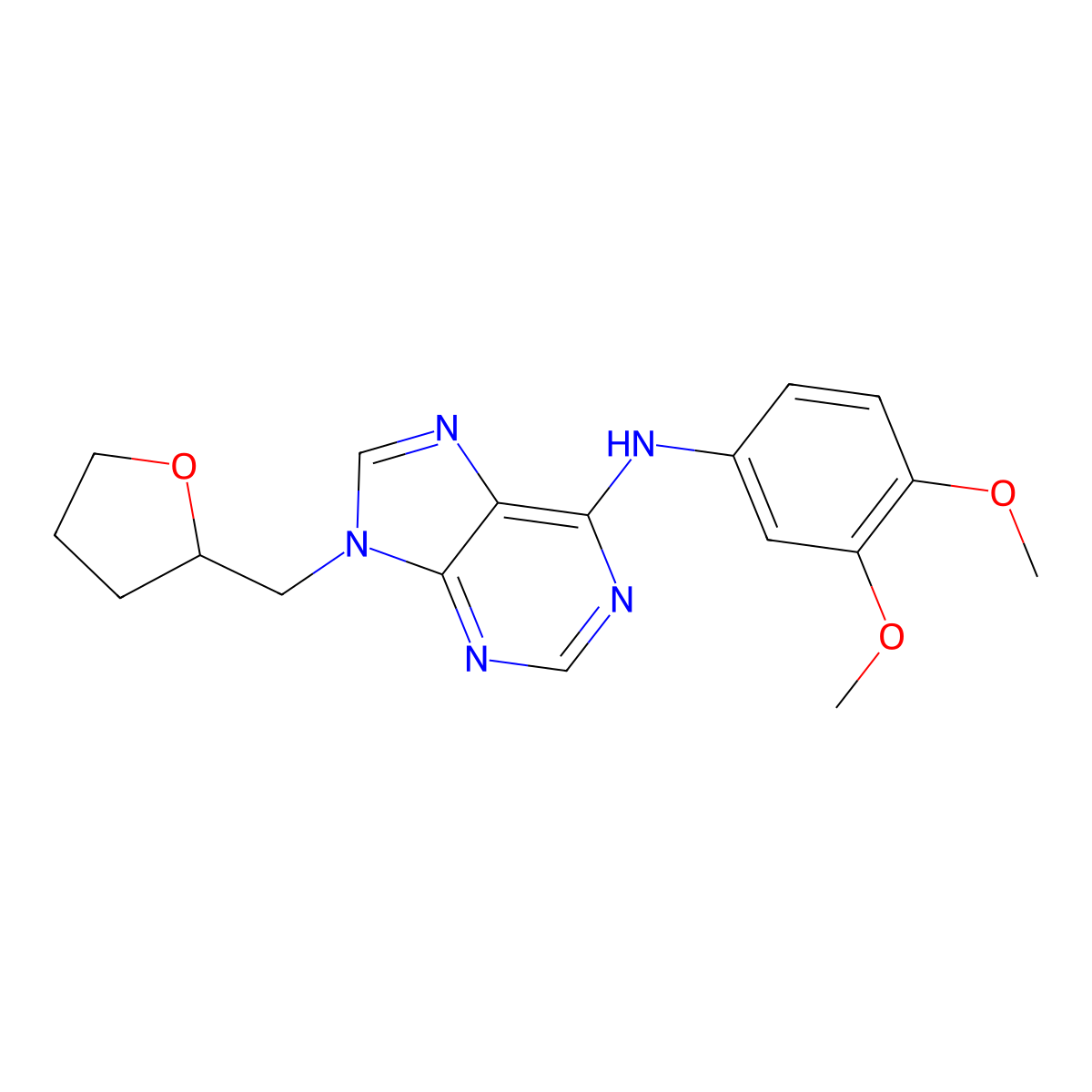 N-(3,4-dimethoxyphenyl)-9-[(oxolan-2-yl)methyl]-9H-purin-6-amine molecular structure, CAS 2770615-98-8