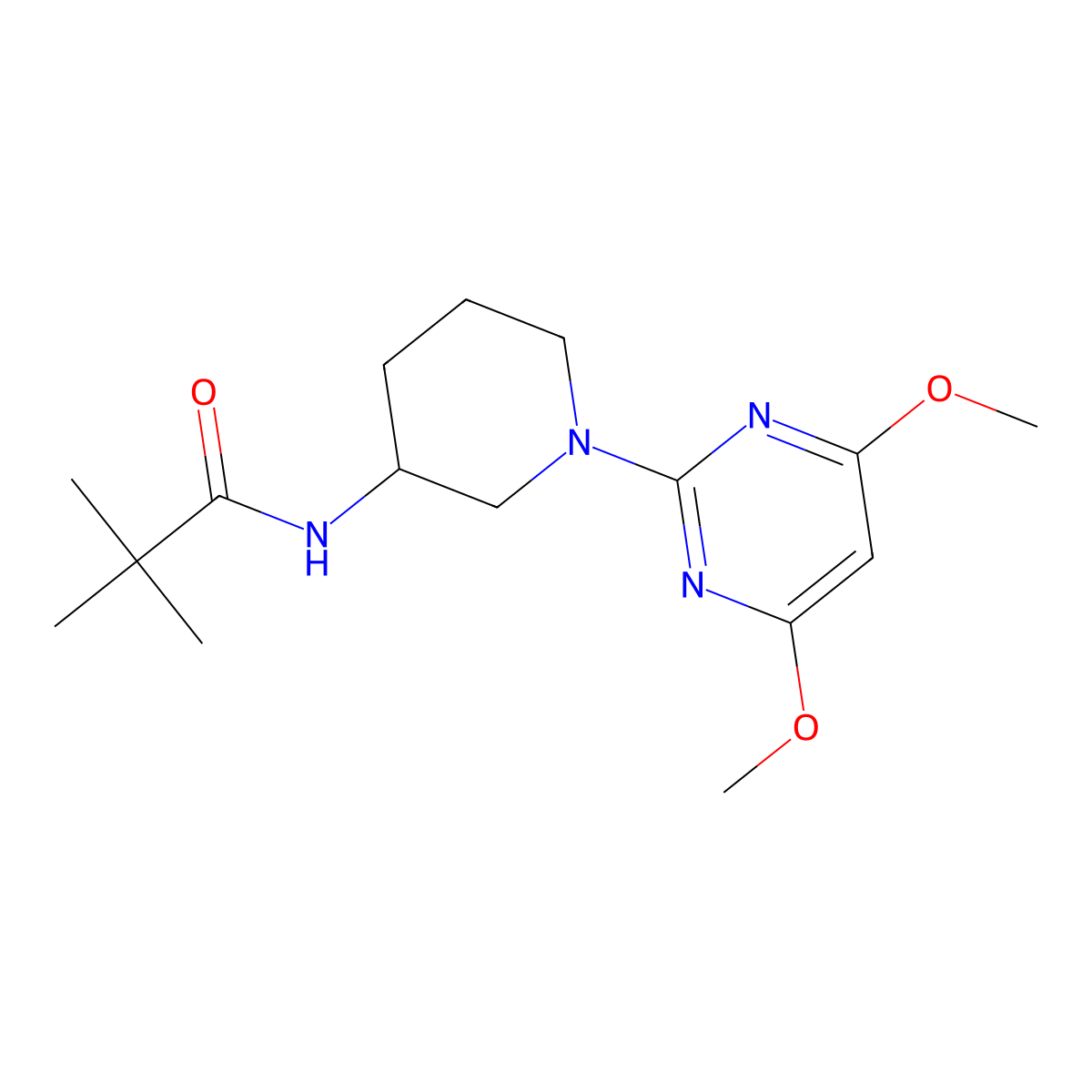 N-[1-(4,6-dimethoxypyrimidin-2-yl)piperidin-3-yl]-2,2-dimethylpropanamide molecular structure, CAS 2770616-02-7