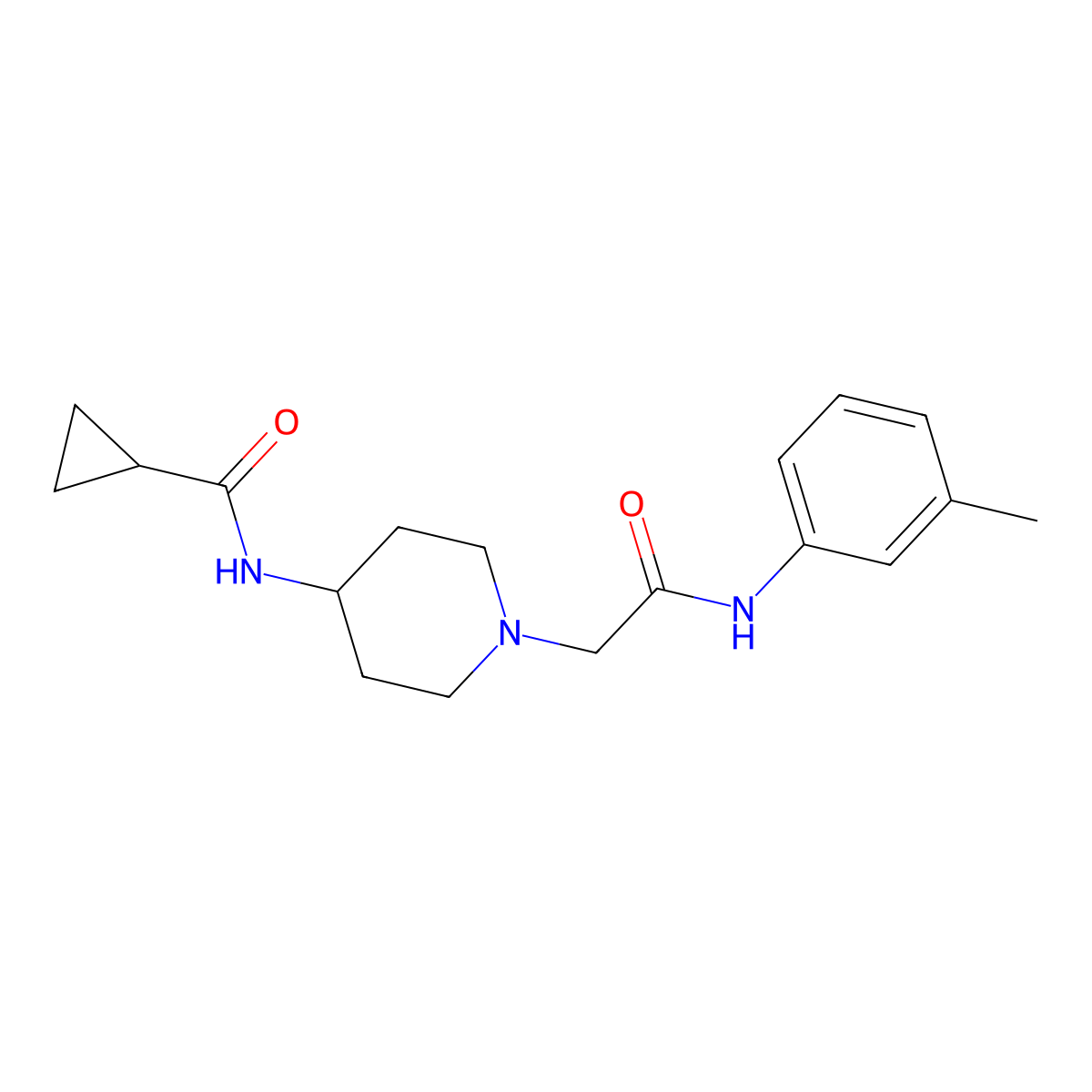 N-(1-{[(3-methylphenyl)carbamoyl]methyl}piperidin-4-yl)cyclopropanecarboxamide molecular structure, CAS 2770616-05-0
