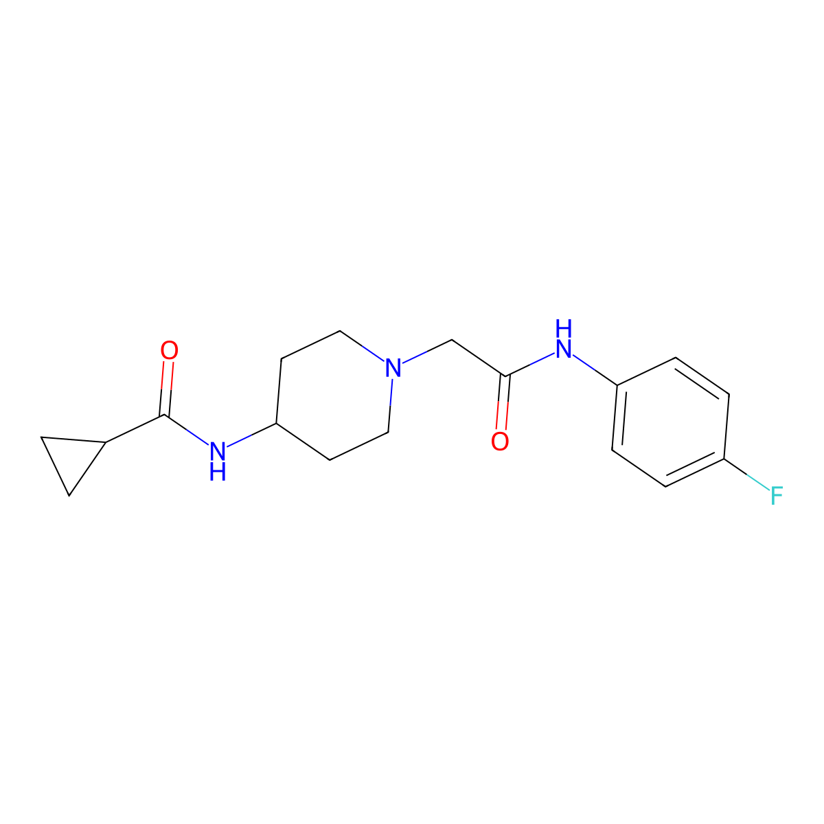 N-(1-{[(4-fluorophenyl)carbamoyl]methyl}piperidin-4-yl)cyclopropanecarboxamide molecular structure, CAS 2770616-15-2