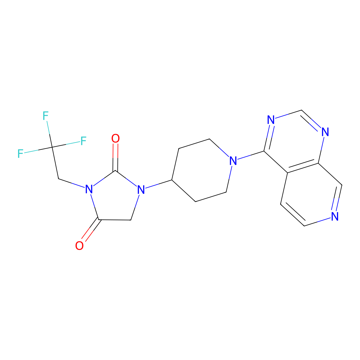 1-(1-{Pyrido[3,4-d]pyrimidin-4-yl}piperidin-4-yl)-3-(2,2,2-trifluoroethyl)imidazolidine-2,4-dione molecular structure, CAS 2770616-17-4