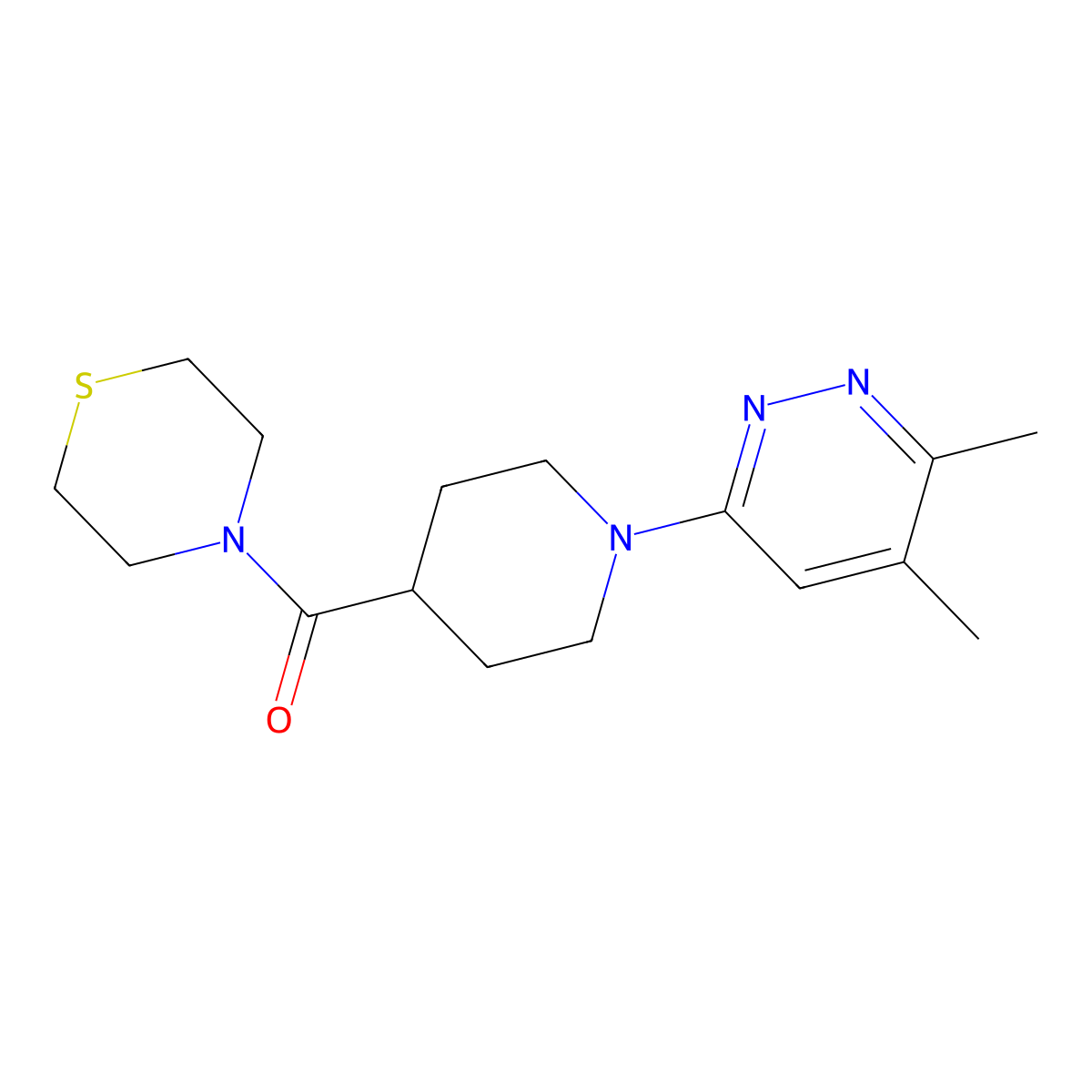 4-[1-(5,6-Dimethylpyridazin-3-yl)piperidine-4-carbonyl]thiomorpholine molecular structure, CAS 2770616-18-5