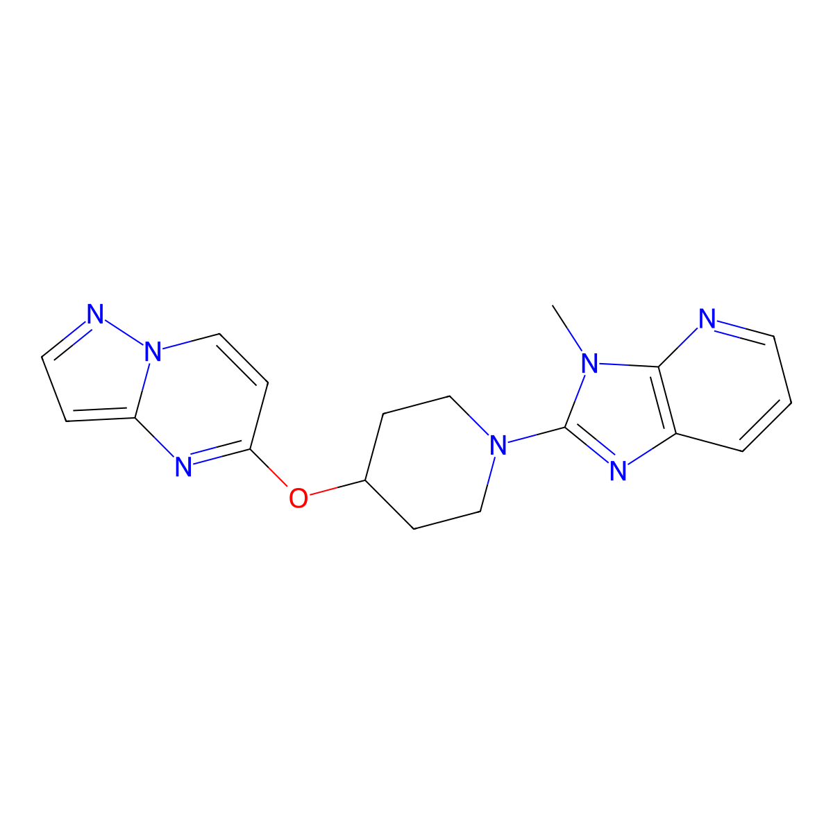1-{3-methyl-3H-imidazo[4,5-b]pyridin-2-yl}-4-{pyrazolo[1,5-a]pyrimidin-5-yloxy}piperidine molecular structure, CAS 2770616-19-6