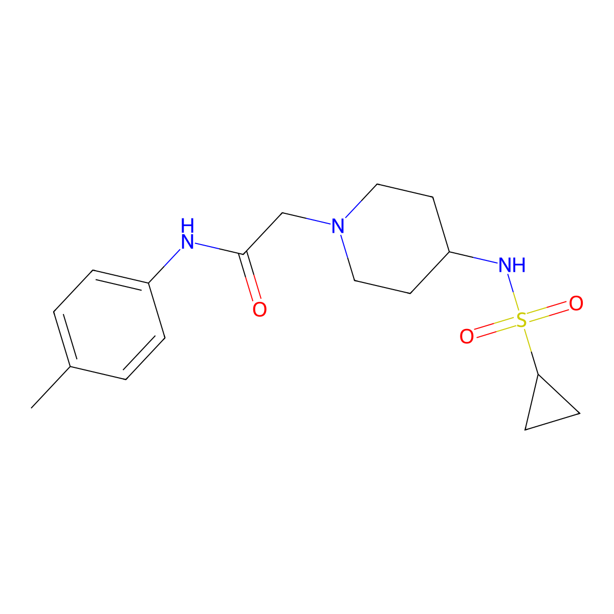 2-(4-cyclopropanesulfonamidopiperidin-1-yl)-N-(4-methylphenyl)acetamide molecular structure, CAS 2770616-29-8