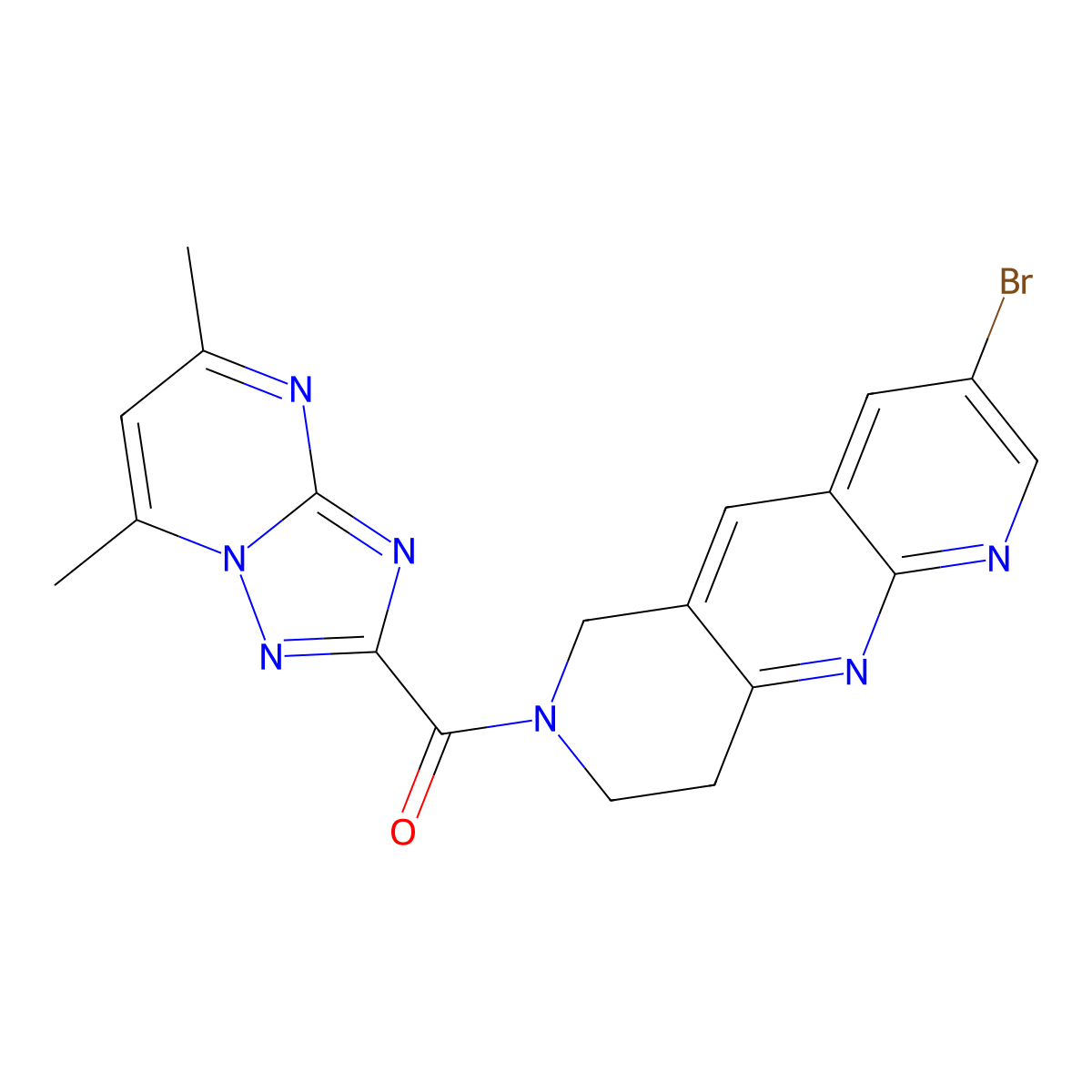 2-{3-bromo-6H,7H,8H,9H-pyrido[2,3-b]1,6-naphthyridine-7-carbonyl}-5,7-dimethyl-[1,2,4]triazolo[1,5-a]pyrimidine molecular structure, CAS 2770616-30-1