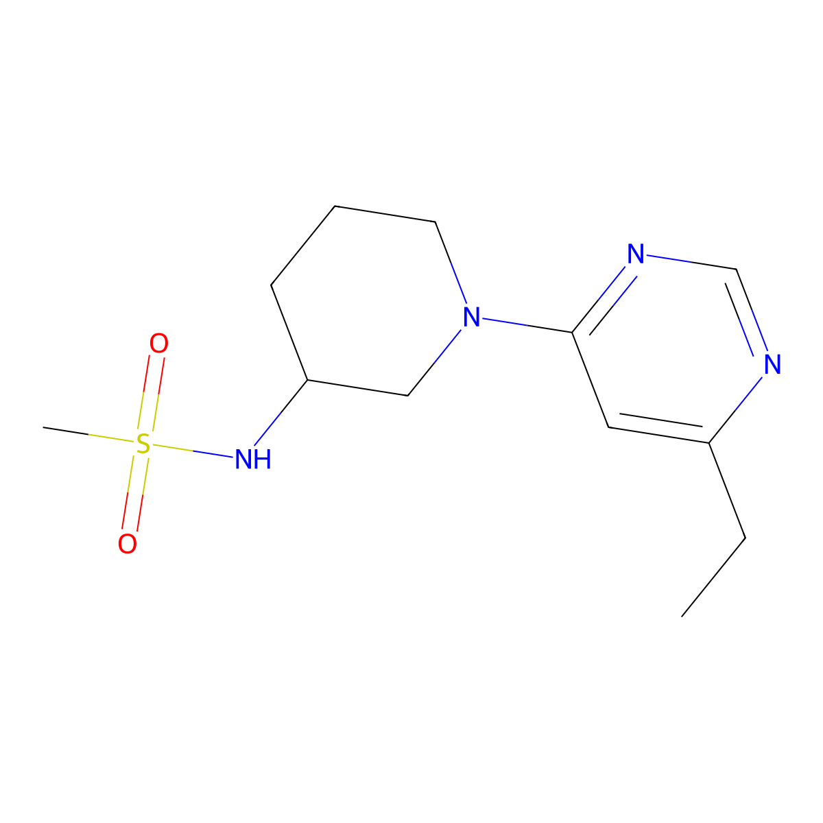 N-[1-(6-ethylpyrimidin-4-yl)piperidin-3-yl]methanesulfonamide molecular structure, CAS 2770616-43-6