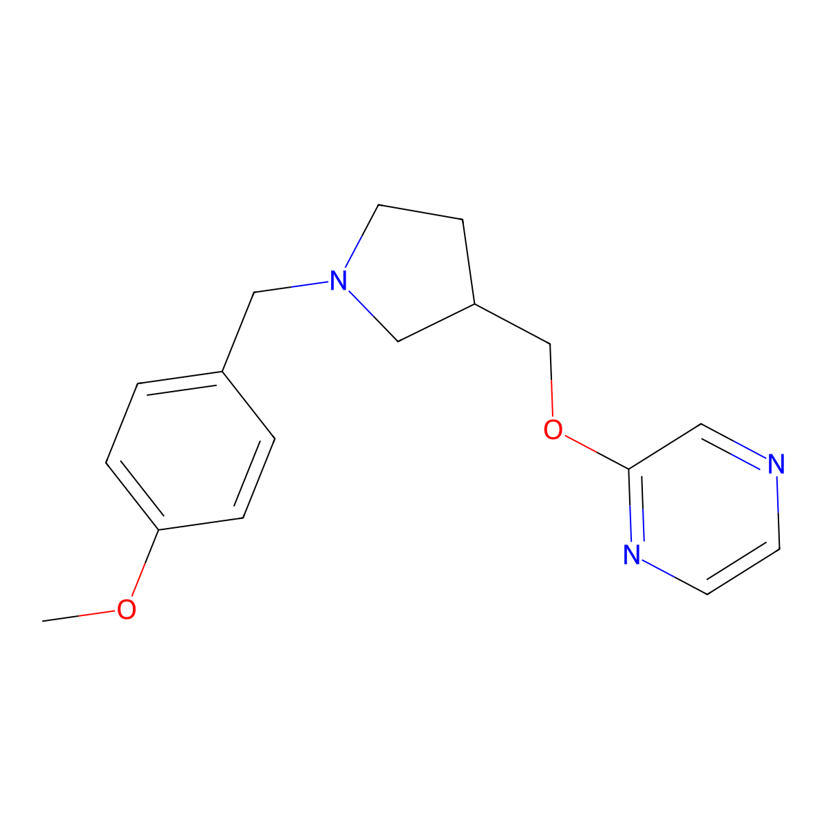 2-({1-[(4-Methoxyphenyl)methyl]pyrrolidin-3-yl}methoxy)pyrazine molecular structure, CAS 2770616-44-7