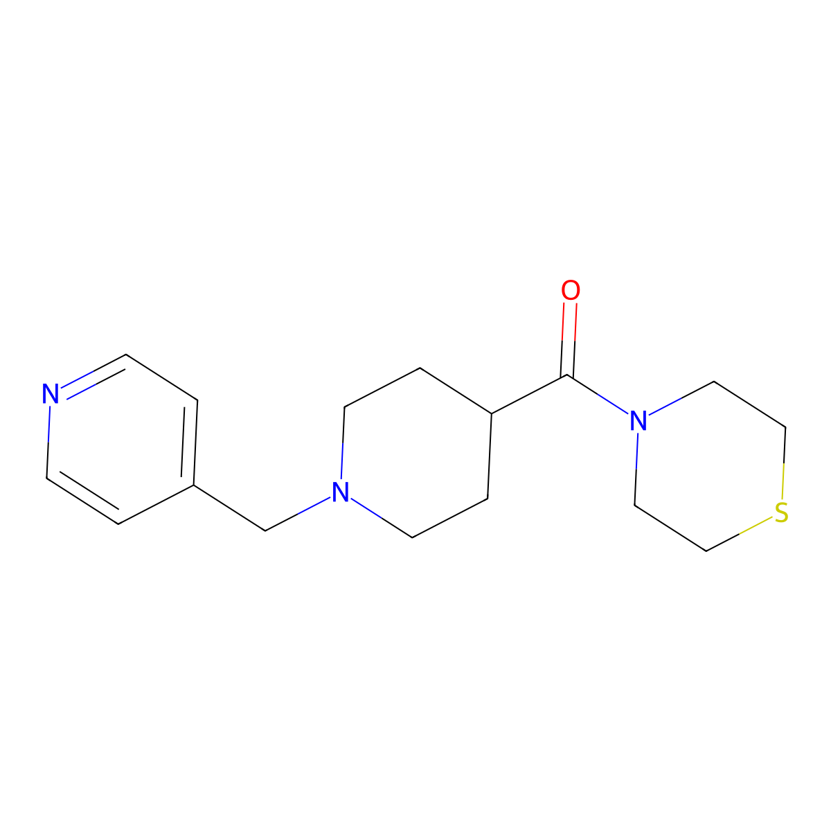 4-{1-[(Pyridin-4-yl)methyl]piperidine-4-carbonyl}thiomorpholine molecular structure, CAS 2770616-49-2