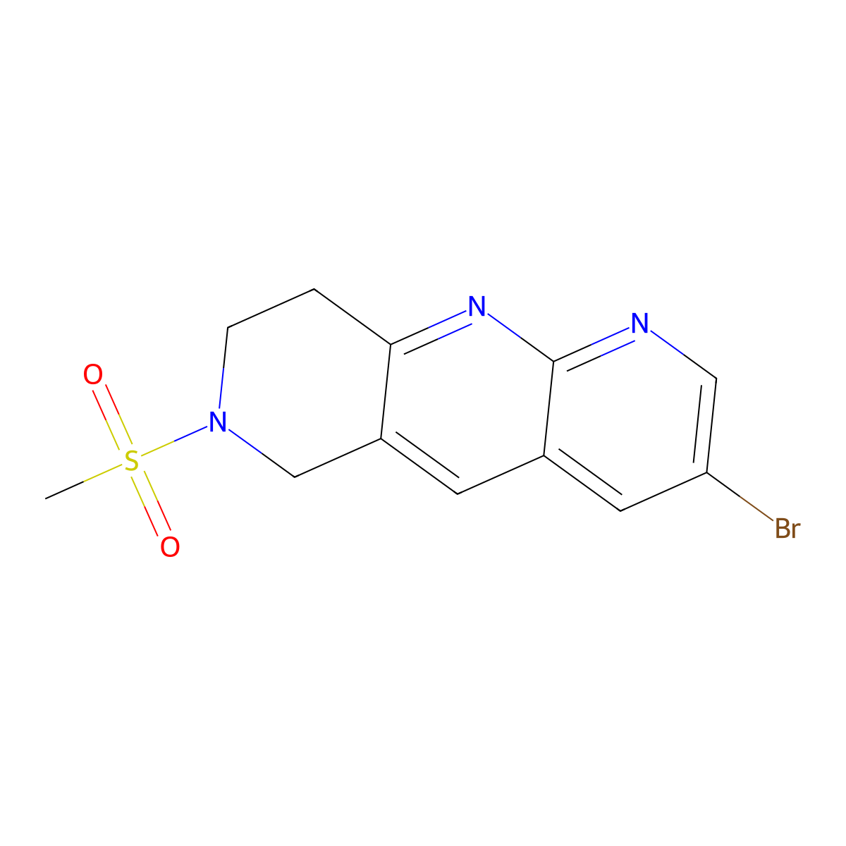 3-bromo-7-methanesulfonyl-6H,7H,8H,9H-pyrido[2,3-b]1,6-naphthyridine molecular structure, CAS 2770616-58-3