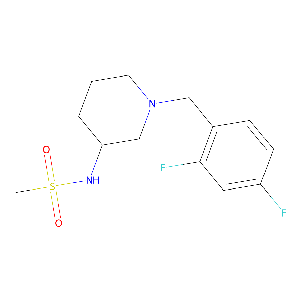 N-{1-[(2,4-difluorophenyl)methyl]piperidin-3-yl}methanesulfonamide molecular structure, CAS 2770616-62-9