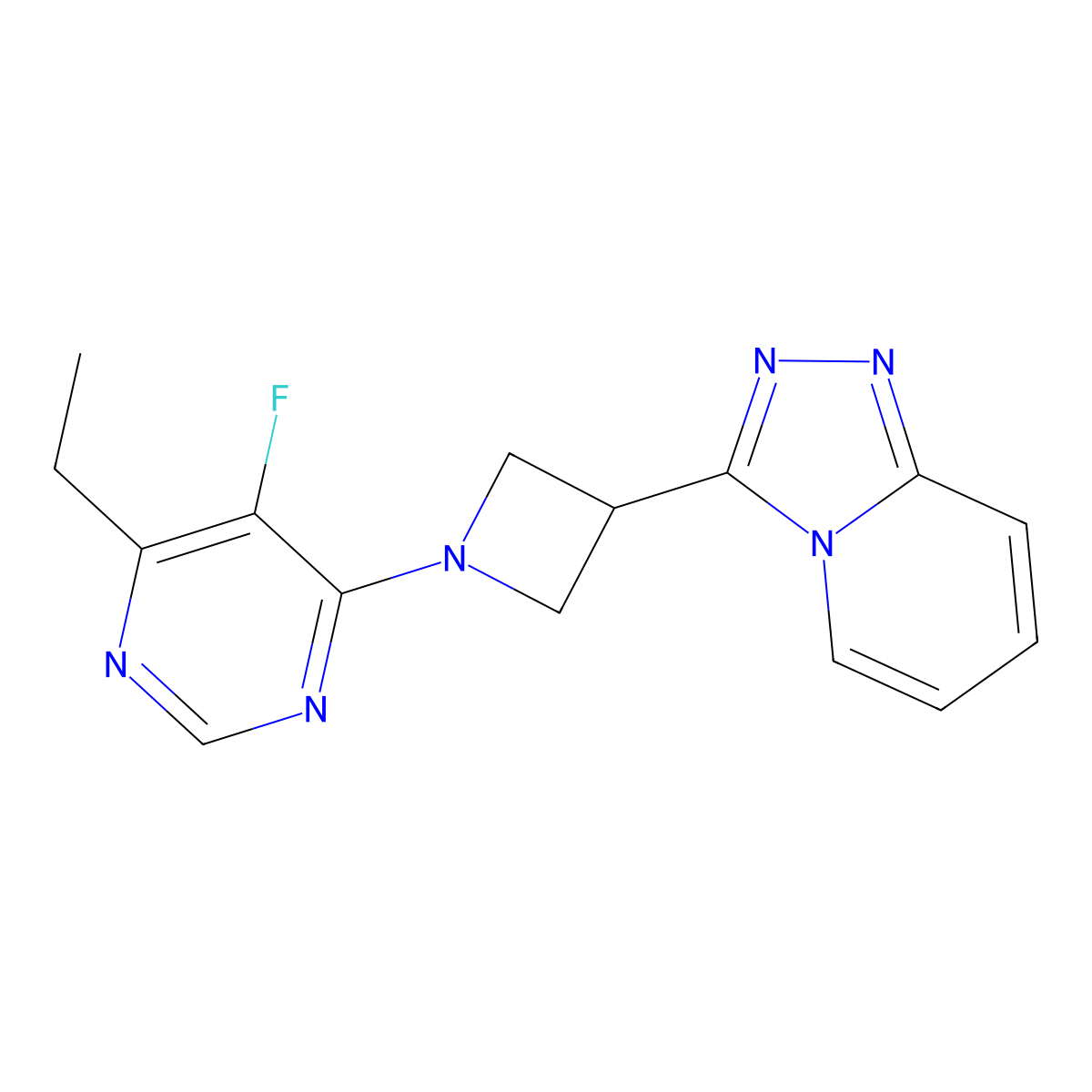 4-Ethyl-5-fluoro-6-(3-{[1,2,4]triazolo[4,3-a]pyridin-3-yl}azetidin-1-yl)pyrimidine molecular structure, CAS 2770616-64-1