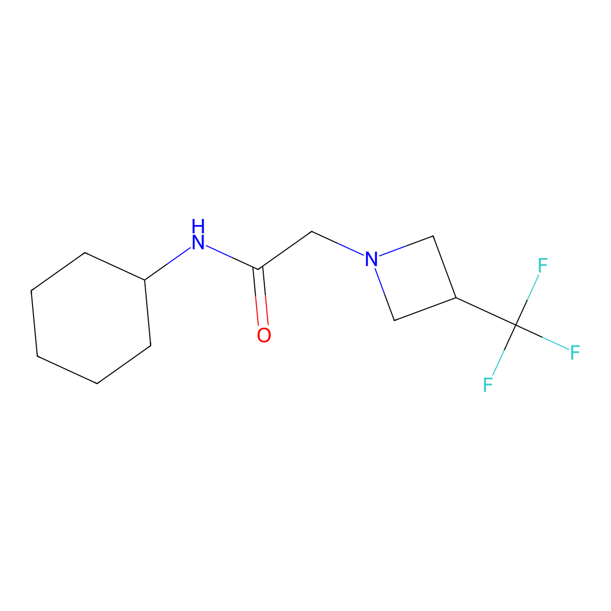N-cyclohexyl-2-[3-(trifluoromethyl)azetidin-1-yl]acetamide molecular structure, CAS 2770616-65-2