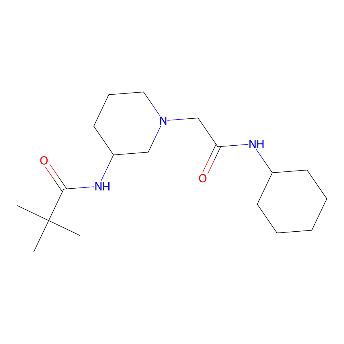 N-{1-[(cyclohexylcarbamoyl)methyl]piperidin-3-yl}-2,2-dimethylpropanamide molecular structure, CAS 2770616-71-0