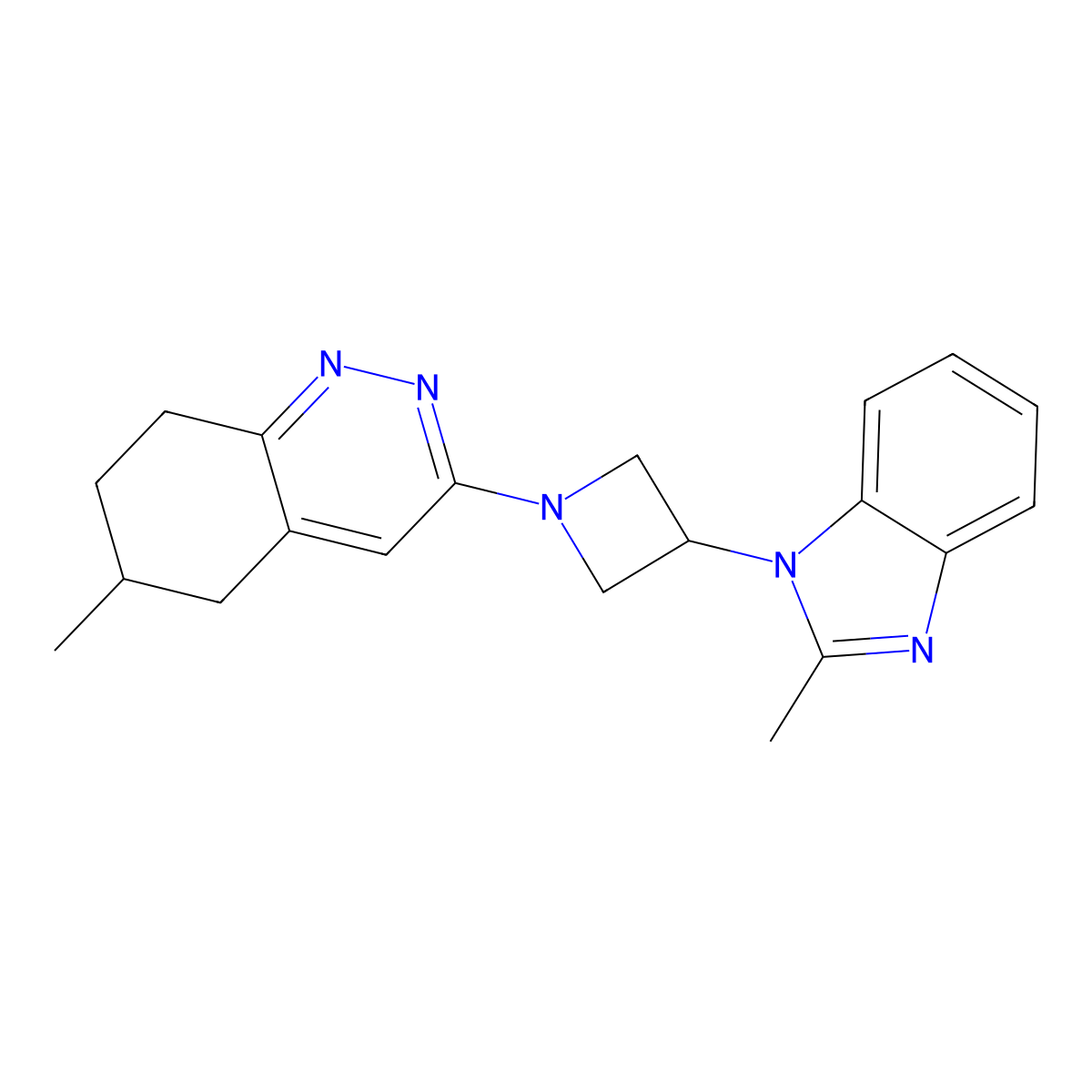 6-methyl-3-[3-(2-methyl-1H-1,3-benzodiazol-1-yl)azetidin-1-yl]-5,6,7,8-tetrahydrocinnoline molecular structure, CAS 2770616-74-3