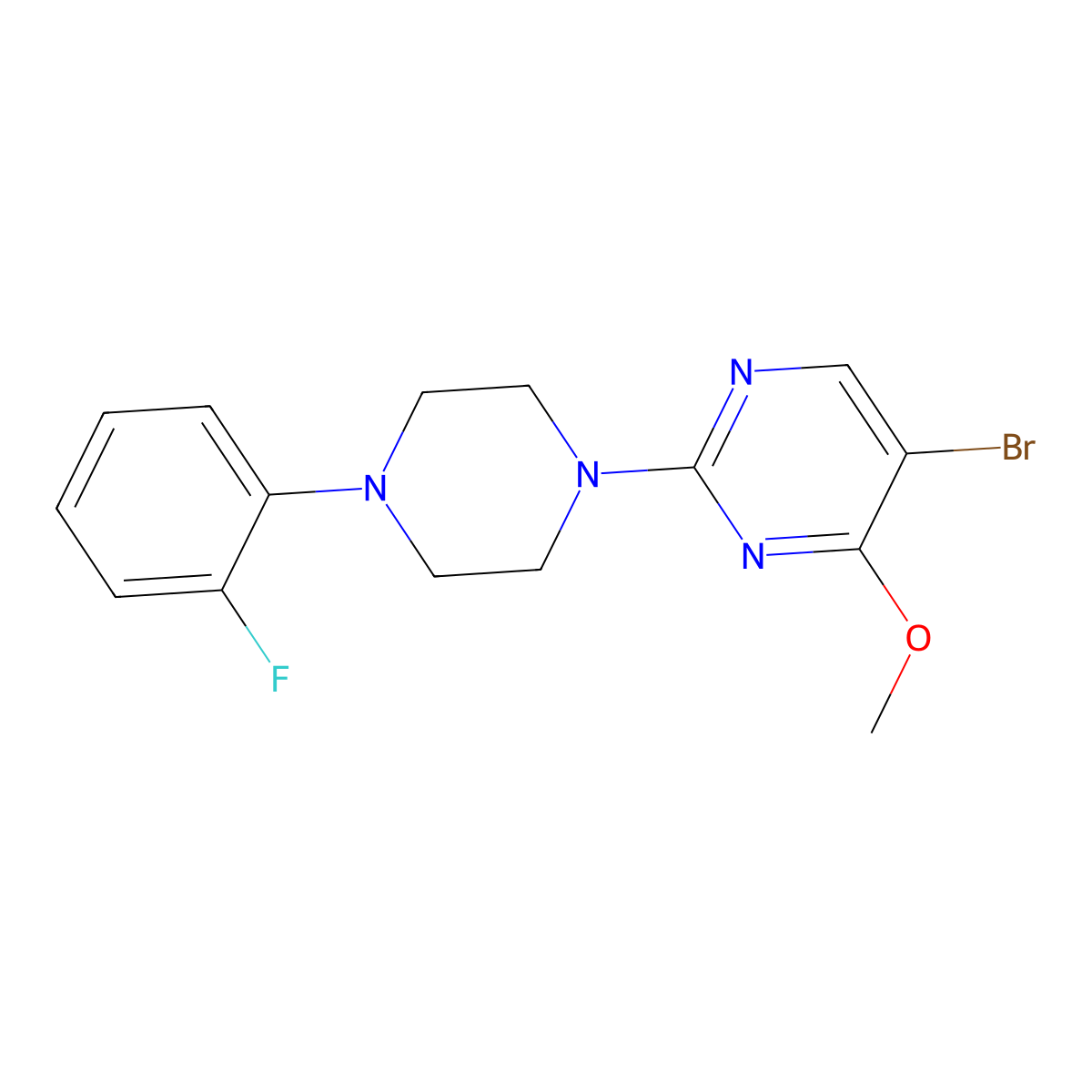 5-Bromo-2-[4-(2-fluorophenyl)piperazin-1-yl]-4-methoxypyrimidine molecular structure, CAS 2770616-87-8