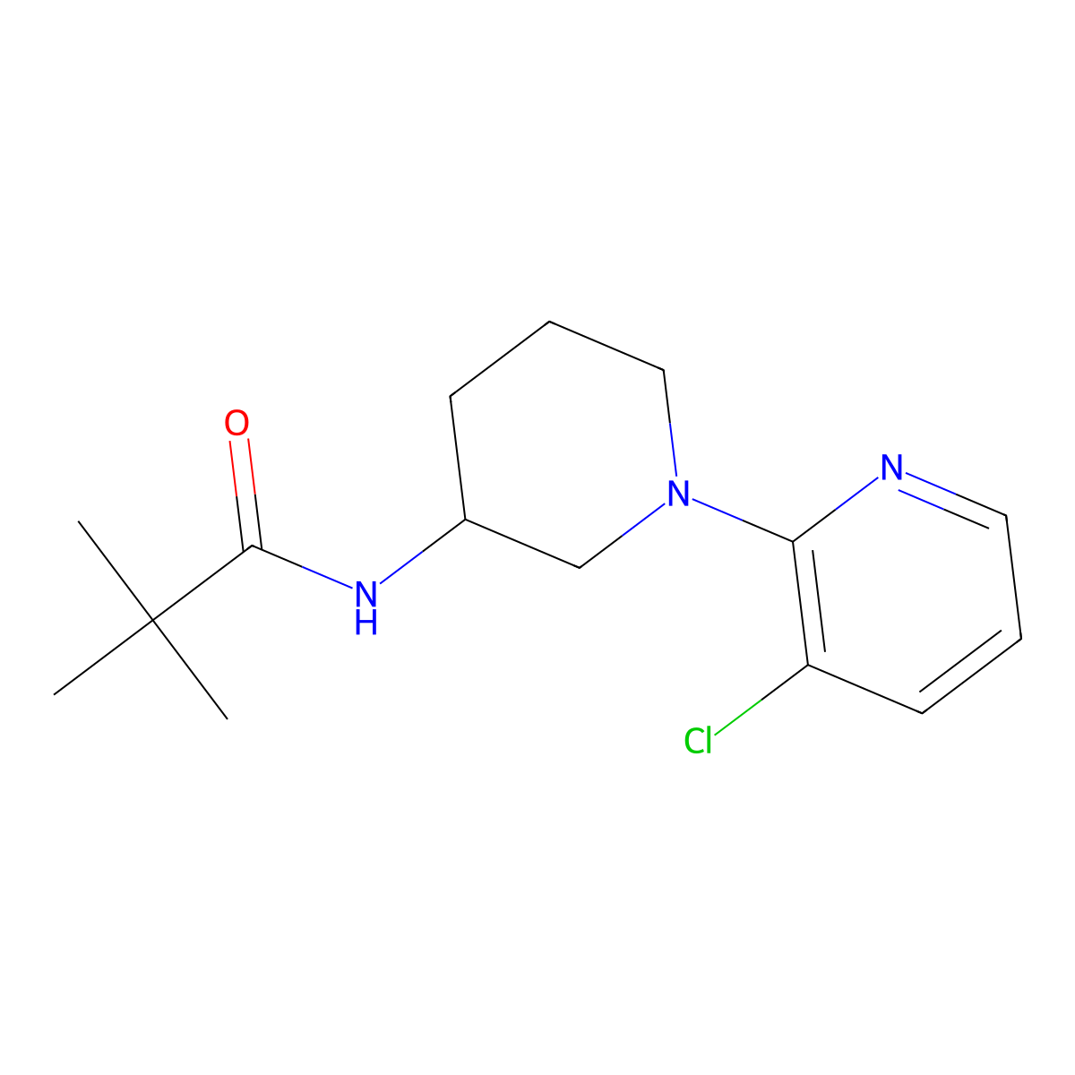 N-[1-(3-chloropyridin-2-yl)piperidin-3-yl]-2,2-dimethylpropanamide molecular structure, CAS 2770616-89-0