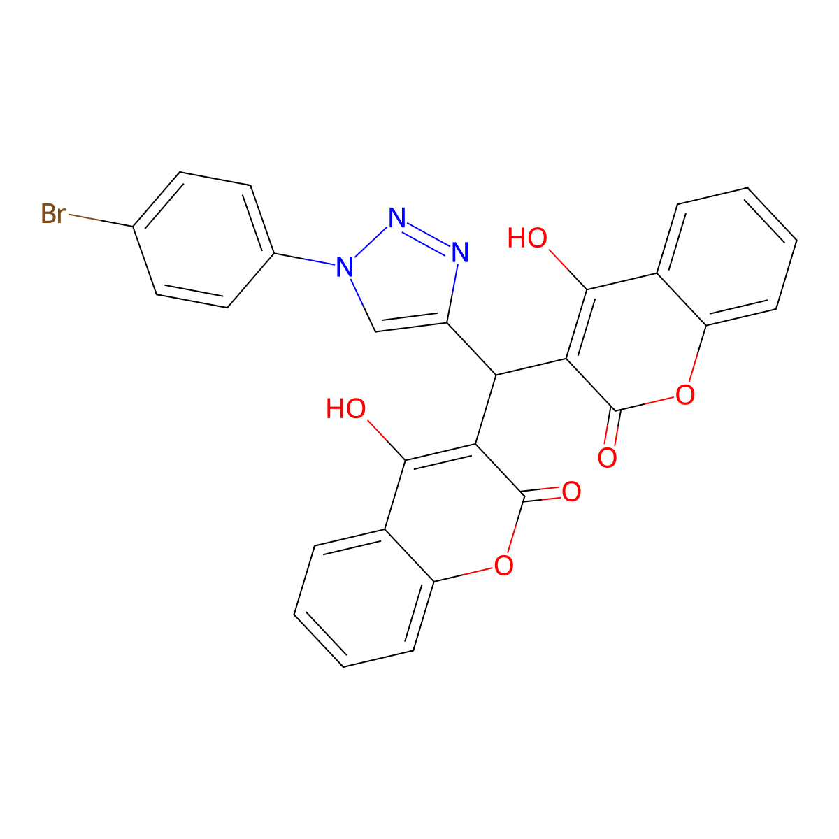 3-{[1-(4-bromophenyl)-1H-1,2,3-triazol-4-yl](4-hydroxy-2-oxo-2H-chromen-3-yl)methyl}-4-hydroxy-2H-chromen-2-one molecular structure, CAS 2770616-90-3