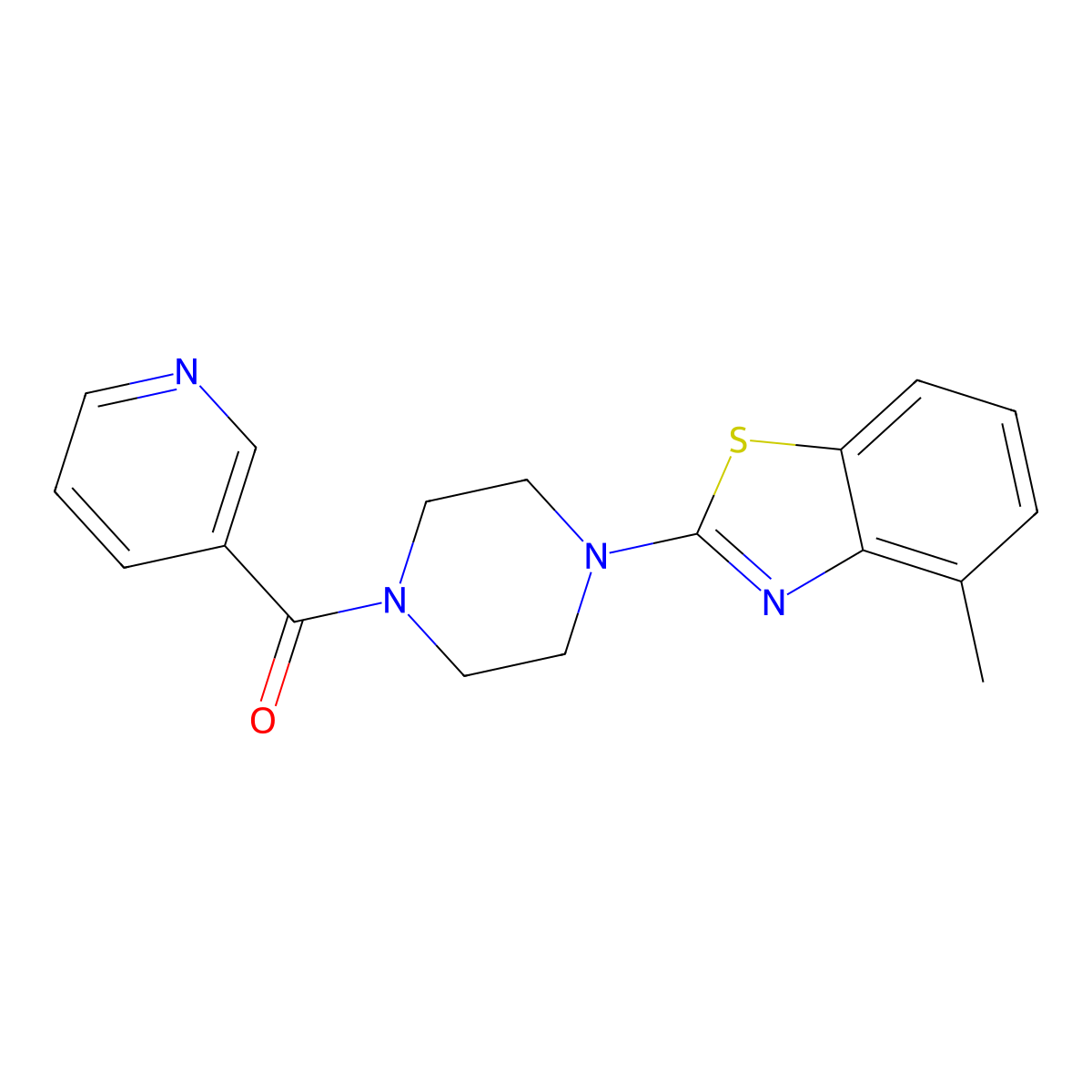 4-Methyl-2-[4-(pyridine-3-carbonyl)piperazin-1-yl]-1,3-benzothiazole molecular structure, CAS 2770616-91-4