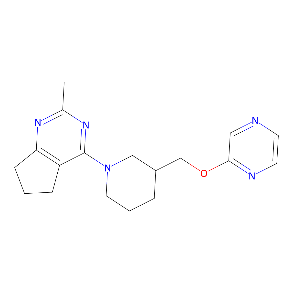 2-[(1-{2-methyl-5H,6H,7H-cyclopenta[d]pyrimidin-4-yl}piperidin-3-yl)methoxy]pyrazine molecular structure, CAS 2770617-01-9
