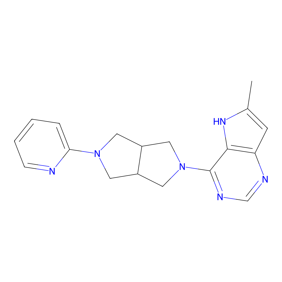 2-(5-{6-methyl-5H-pyrrolo[3,2-d]pyrimidin-4-yl}-octahydropyrrolo[3,4-c]pyrrol-2-yl)pyridine molecular structure, CAS 2770617-02-0