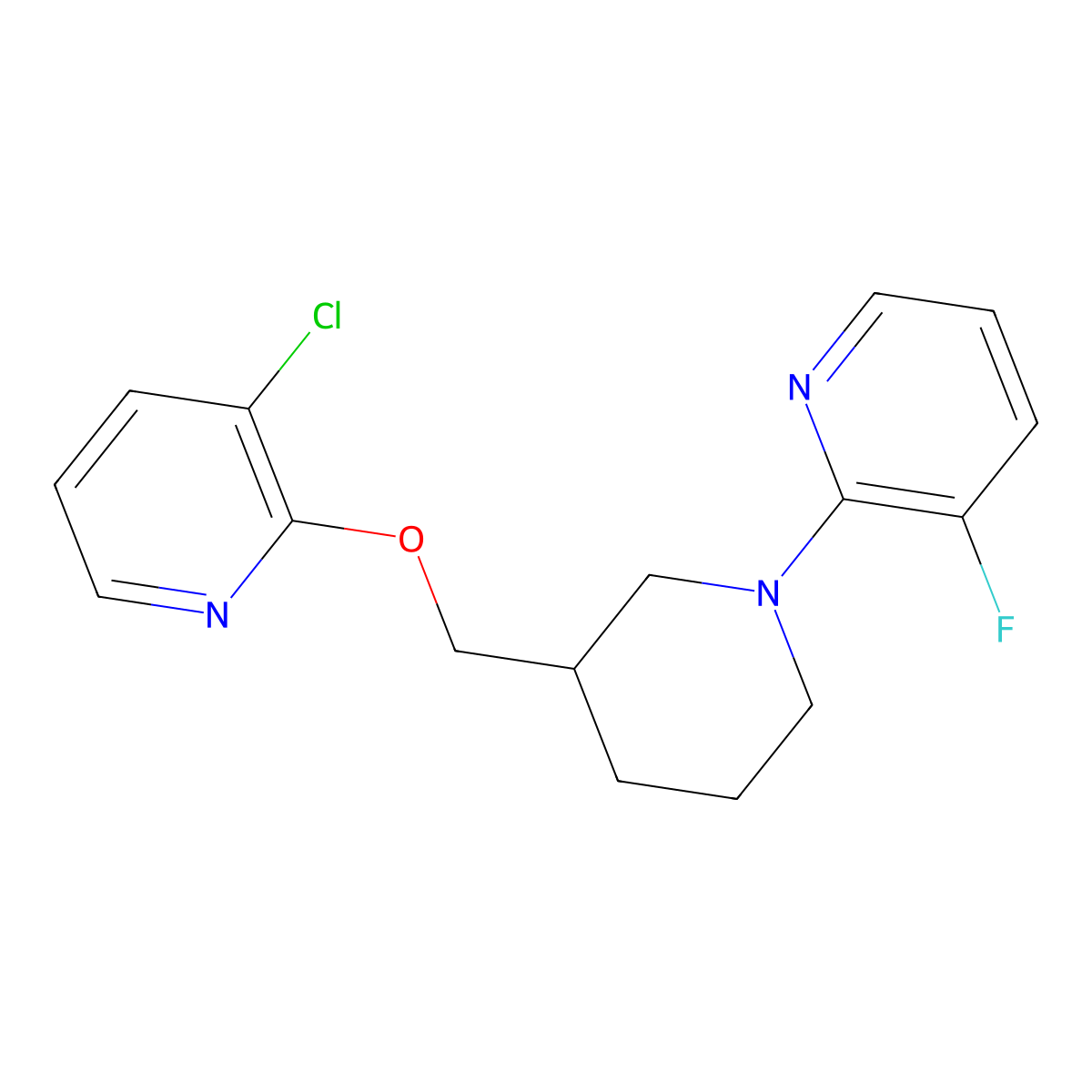 2-(3-{[(3-Chloropyridin-2-yl)oxy]methyl}piperidin-1-yl)-3-fluoropyridine molecular structure, CAS 2770617-10-0