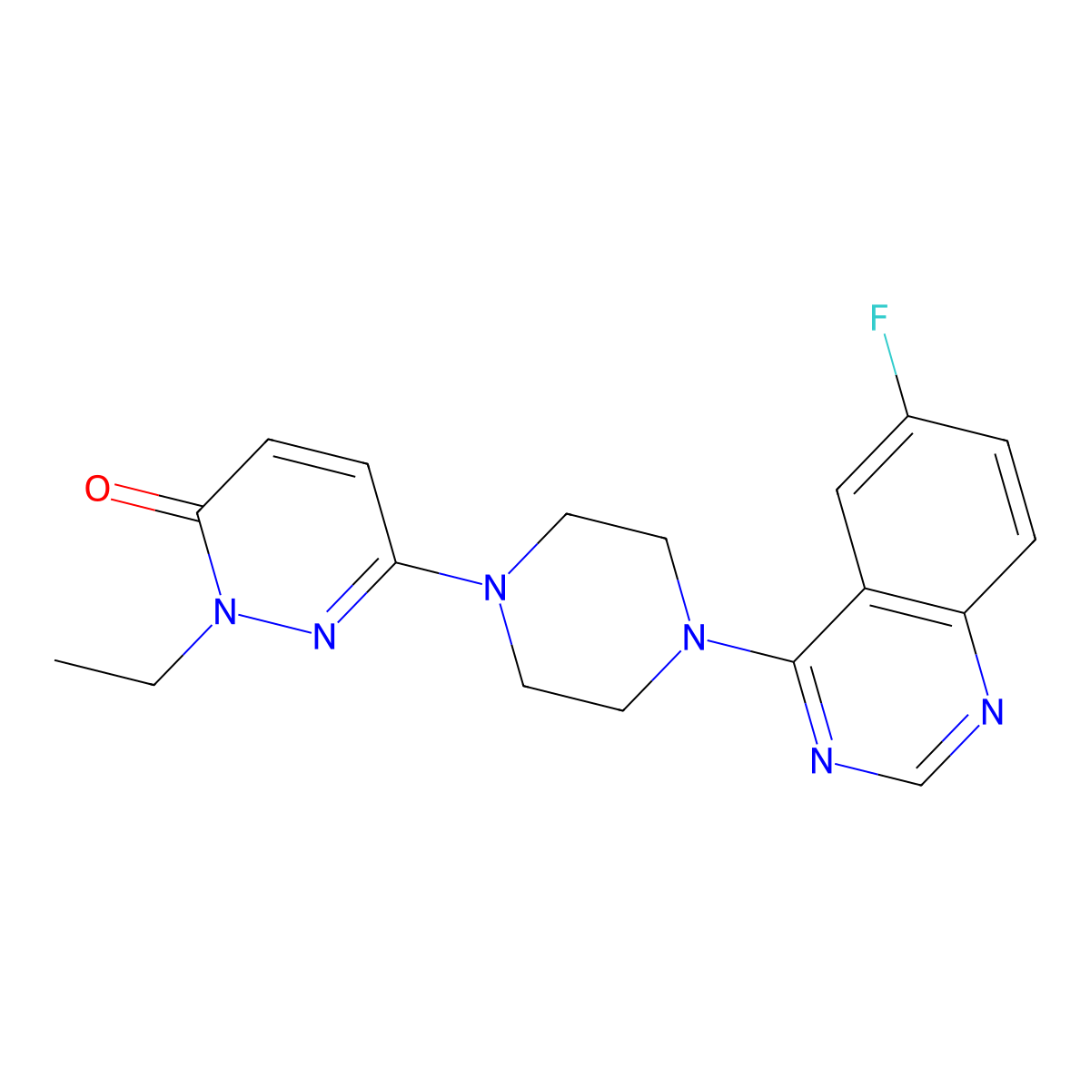 2-Ethyl-6-[4-(6-fluoroquinazolin-4-yl)piperazin-1-yl]-2,3-dihydropyridazin-3-one molecular structure, CAS 2770617-11-1