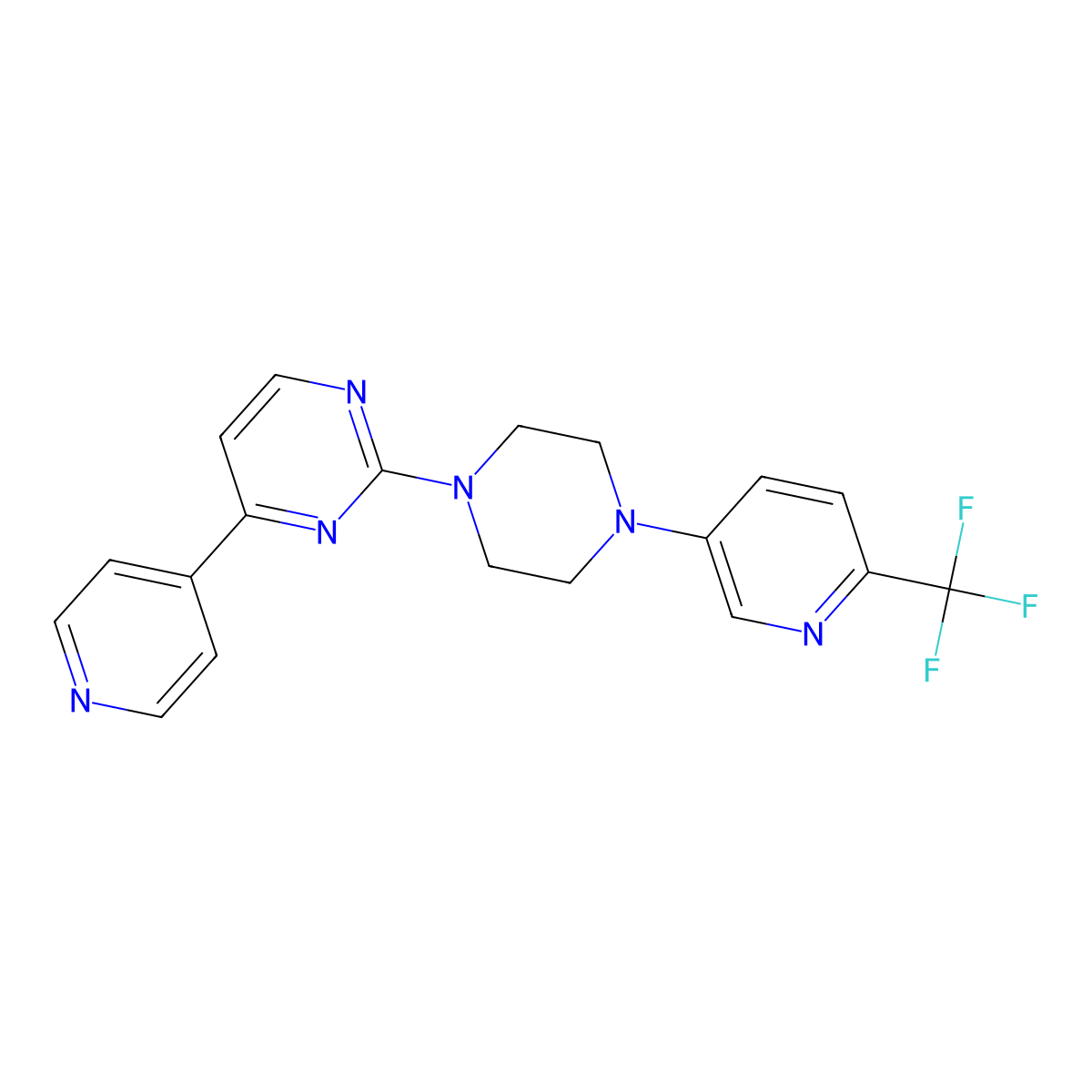 4-(Pyridin-4-yl)-2-{4-[6-(trifluoromethyl)pyridin-3-yl]piperazin-1-yl}pyrimidine molecular structure, CAS 2770617-16-6