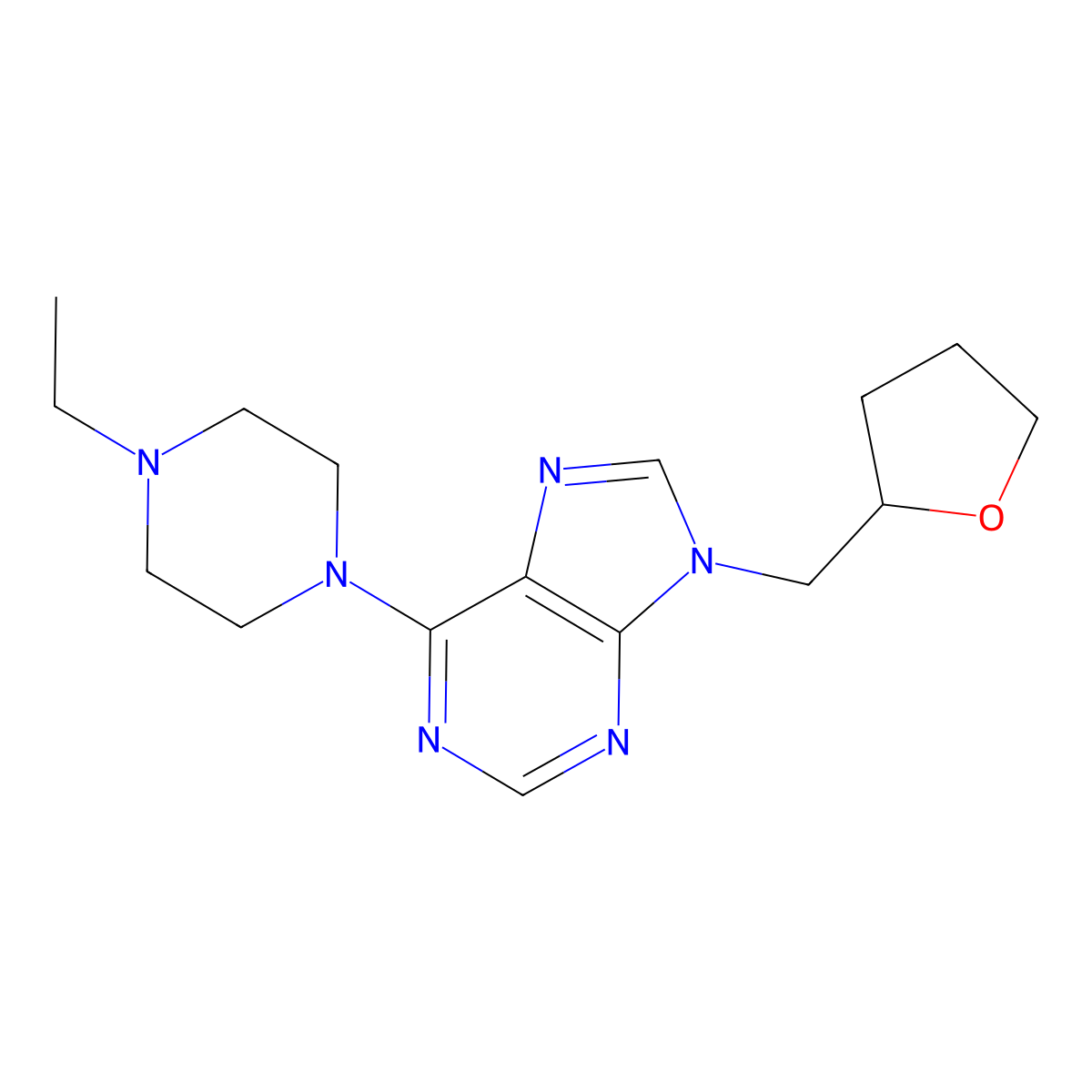 6-(4-ethylpiperazin-1-yl)-9-[(oxolan-2-yl)methyl]-9H-purine molecular structure, CAS 2770617-17-7