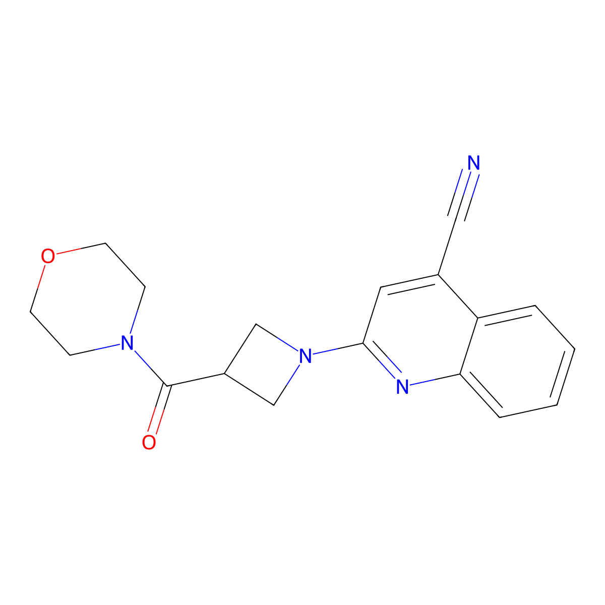 2-[3-(Morpholine-4-carbonyl)azetidin-1-yl]quinoline-4-carbonitrile molecular structure, CAS 2770617-18-8