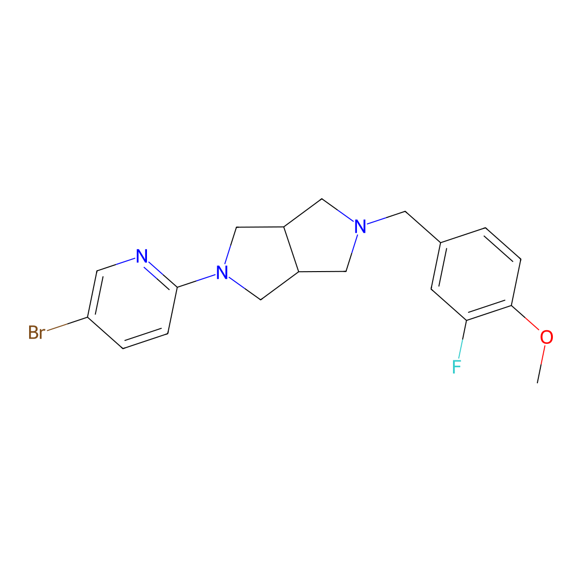5-Bromo-2-{5-[(3-fluoro-4-methoxyphenyl)methyl]-octahydropyrrolo[3,4-c]pyrrol-2-yl}pyridine molecular structure, CAS 2770617-22-4