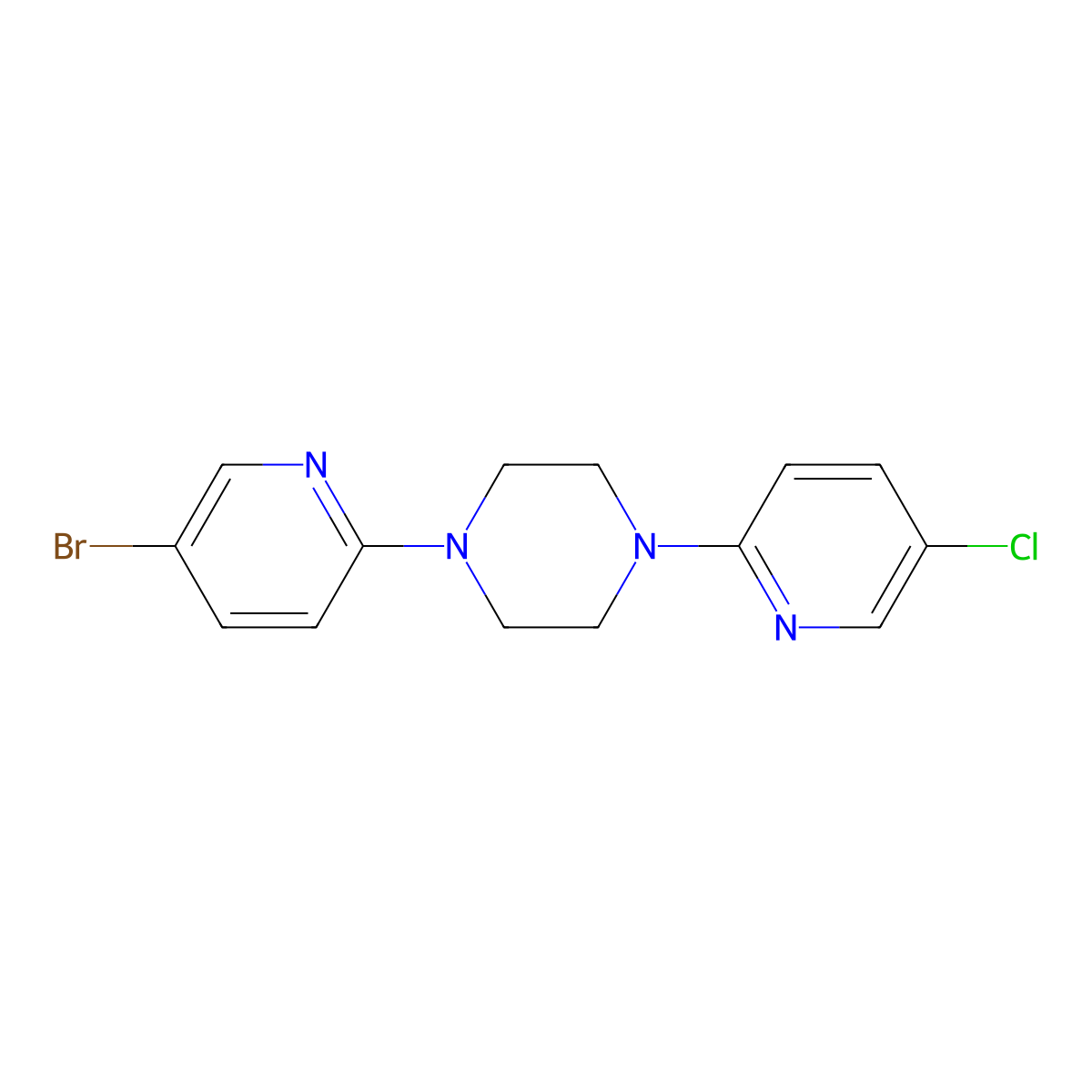 1-(5-Bromopyridin-2-yl)-4-(5-chloropyridin-2-yl)piperazine molecular structure, CAS 2770617-24-6